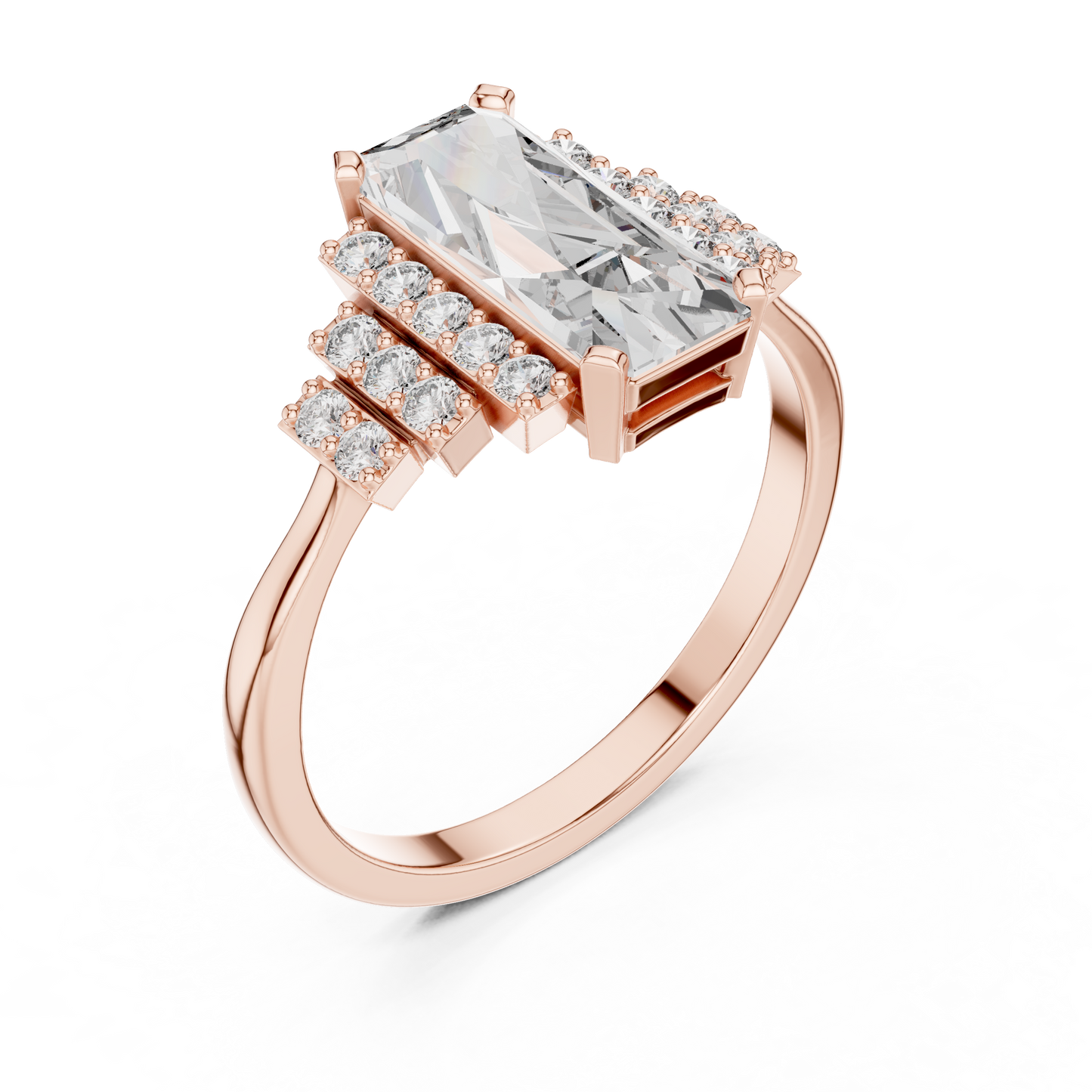 Art Deco Baguette Diamond Ring – Rose Gold