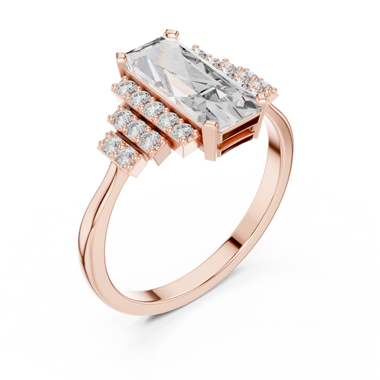 Art Deco Baguette Diamond Ring – Rose Gold