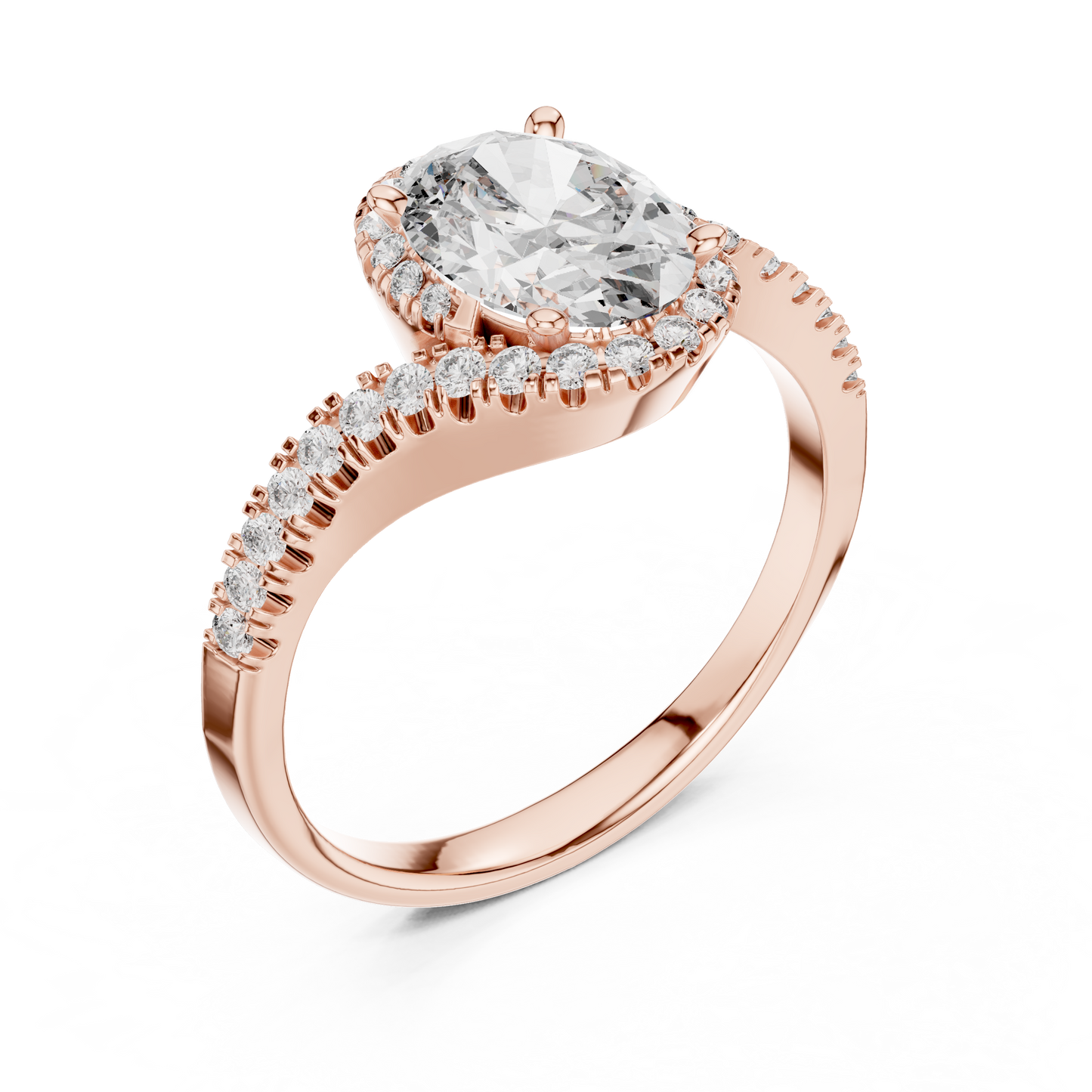 Oval Solitaire Diamond Ring in Rose Gold | Available in Yellow Gold, Platinum & 925 Silver