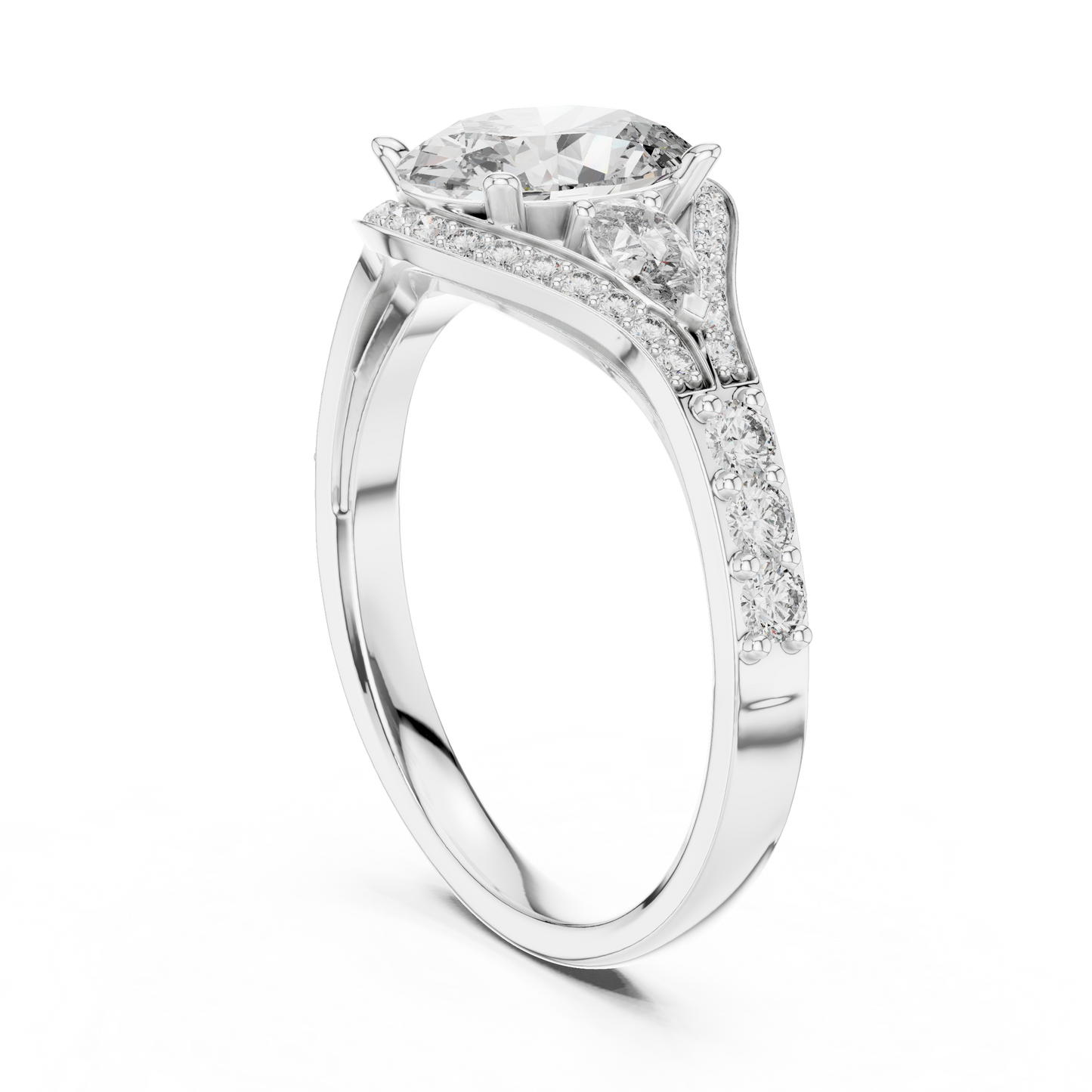 Three-Stone Oval Solitaire Diamond Ring in Rose Gold | Available in Yellow Gold, Platinum & 925 Silver