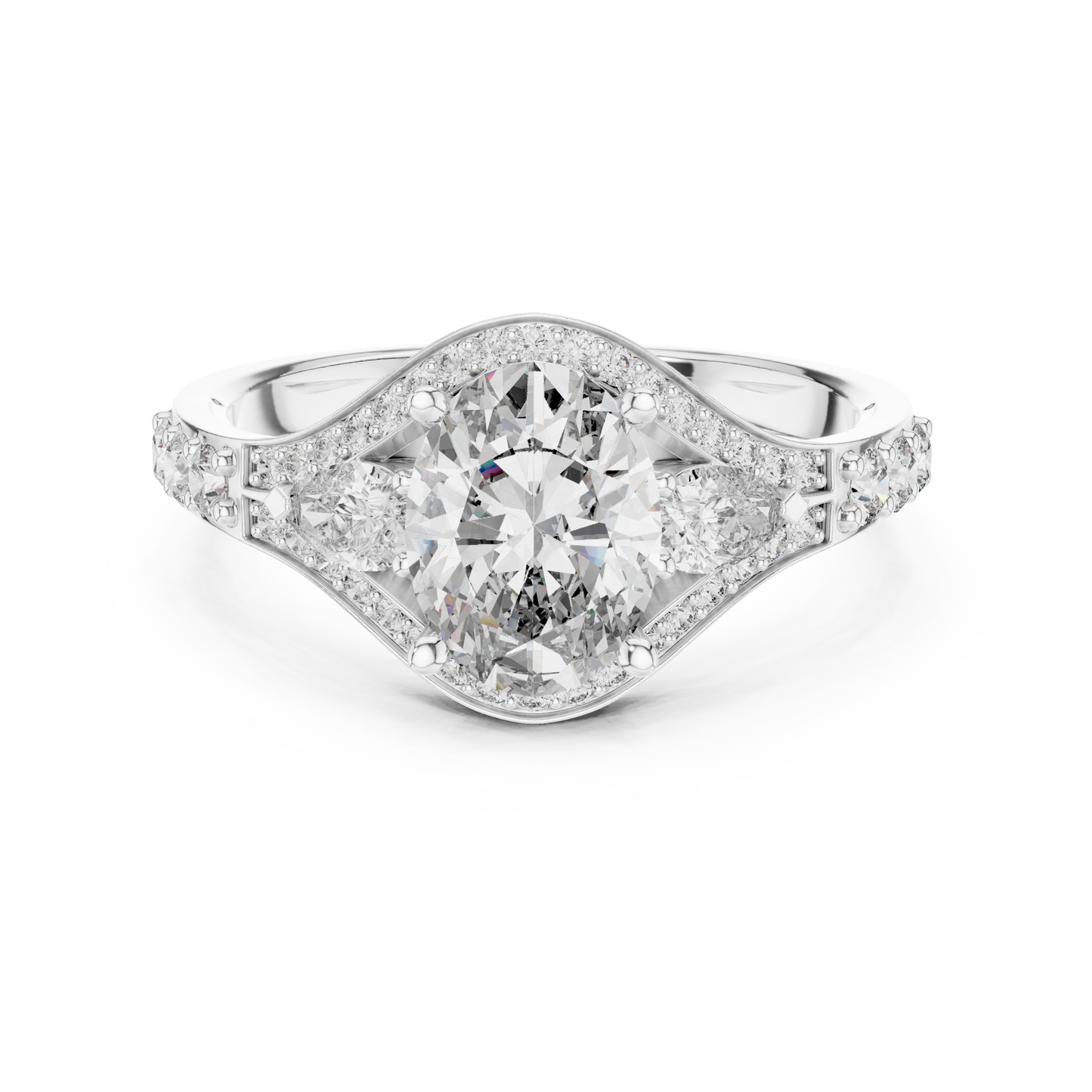 Three-Stone Oval Solitaire Diamond Ring in Rose Gold | Available in Yellow Gold, Platinum & 925 Silver