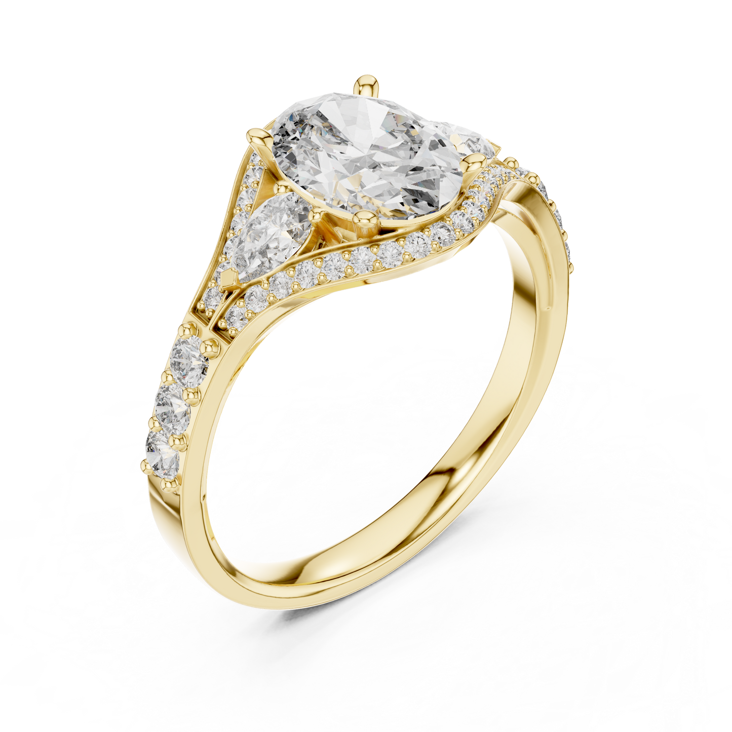 Three-Stone Oval Solitaire Diamond Ring in Rose Gold | Available in Yellow Gold, Platinum & 925 Silver