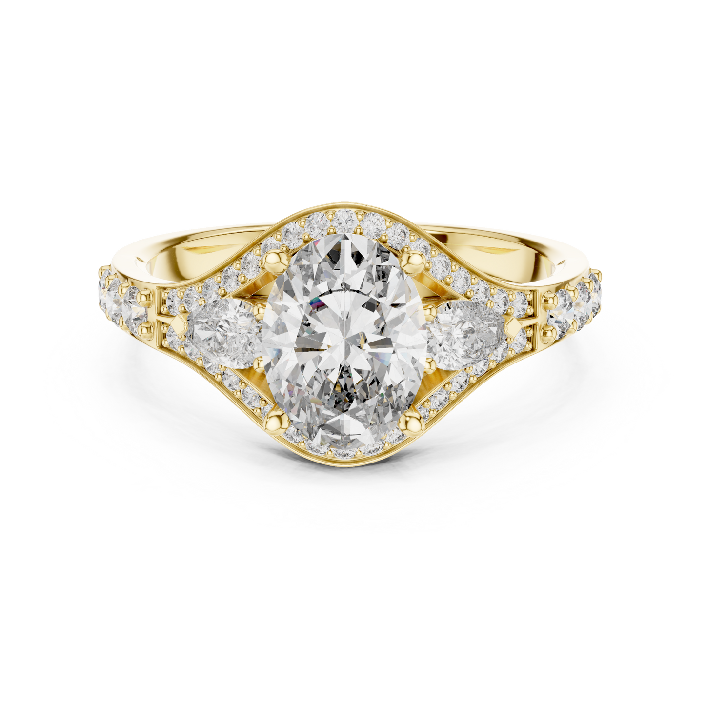 Three-Stone Oval Solitaire Diamond Ring in Rose Gold | Available in Yellow Gold, Platinum & 925 Silver