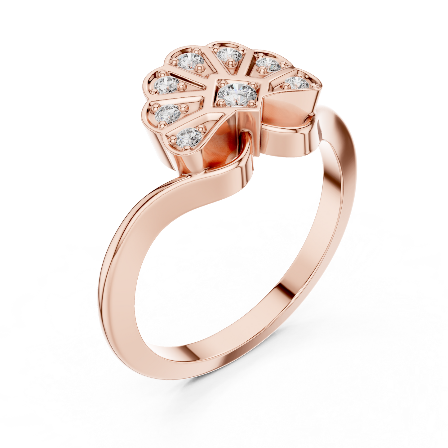 Floral Diamond Cluster Ring in Rose Gold | Available in Yellow Gold, Platinum & 925 Silver