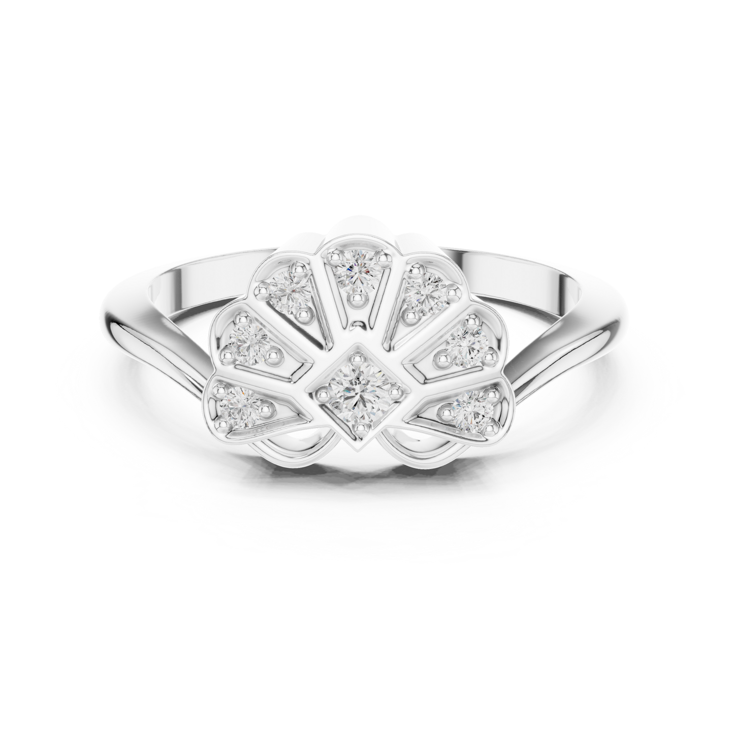 Floral Diamond Cluster Ring in Rose Gold | Available in Yellow Gold, Platinum & 925 Silver