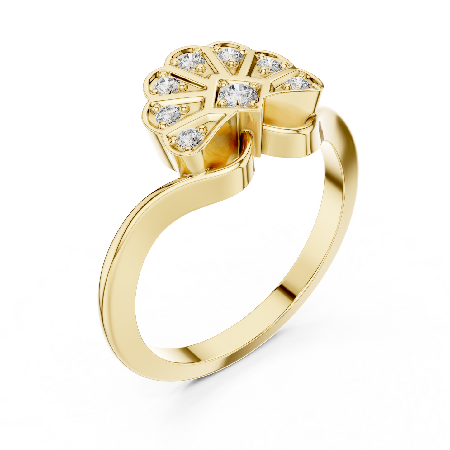 Floral Diamond Cluster Ring in Rose Gold | Available in Yellow Gold, Platinum & 925 Silver