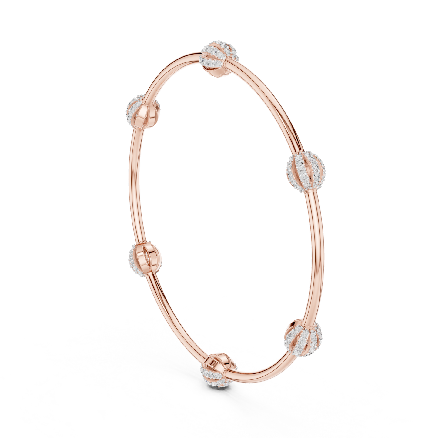 Designer Diamond Bangle Bracelet in Rose Gold | Also in Yellow Gold, Platinum & 925 Silver