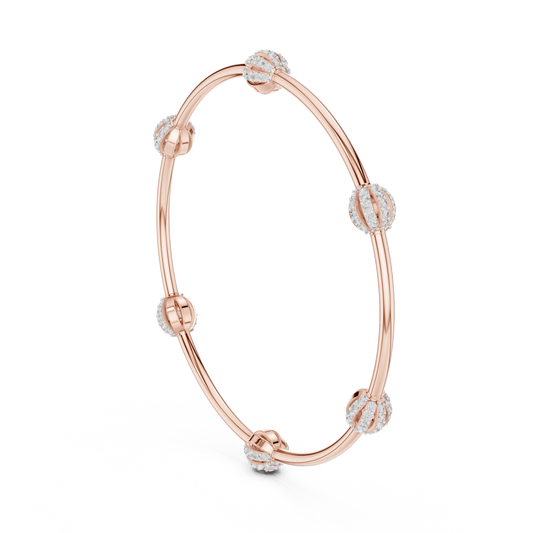 Designer Diamond Bangle Bracelet in Rose Gold | Also in Yellow Gold, Platinum & 925 Silver