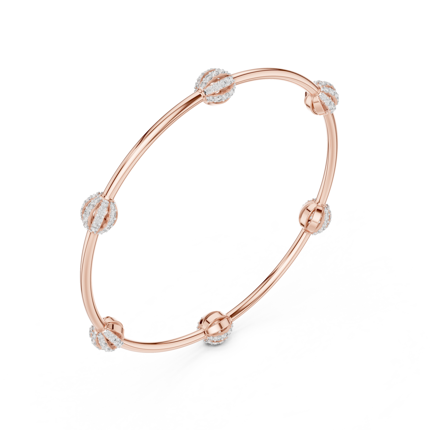 Designer Diamond Bangle Bracelet in Rose Gold | Also in Yellow Gold, Platinum & 925 Silver