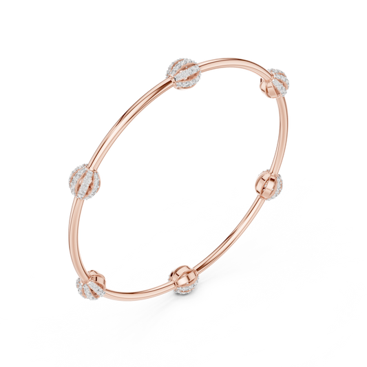 Designer Diamond Bangle Bracelet in Rose Gold | Also in Yellow Gold, Platinum & 925 Silver