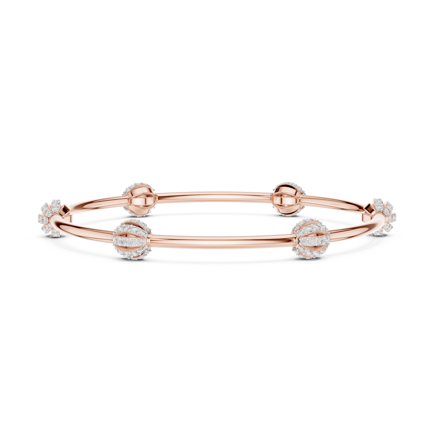 Designer Diamond Bangle Bracelet in Rose Gold | Also in Yellow Gold, Platinum & 925 Silver