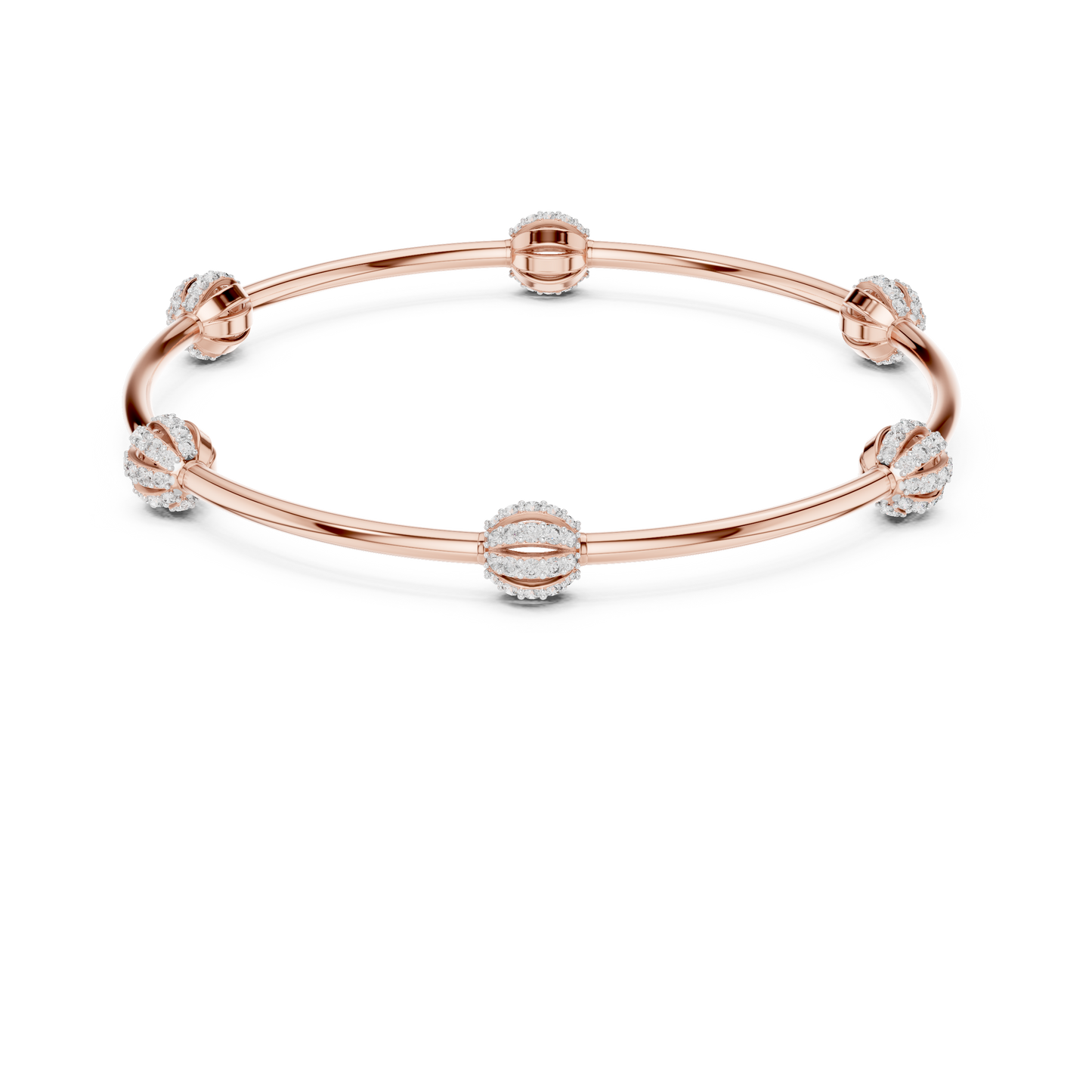 Designer Diamond Bangle Bracelet in Rose Gold | Also in Yellow Gold, Platinum & 925 Silver