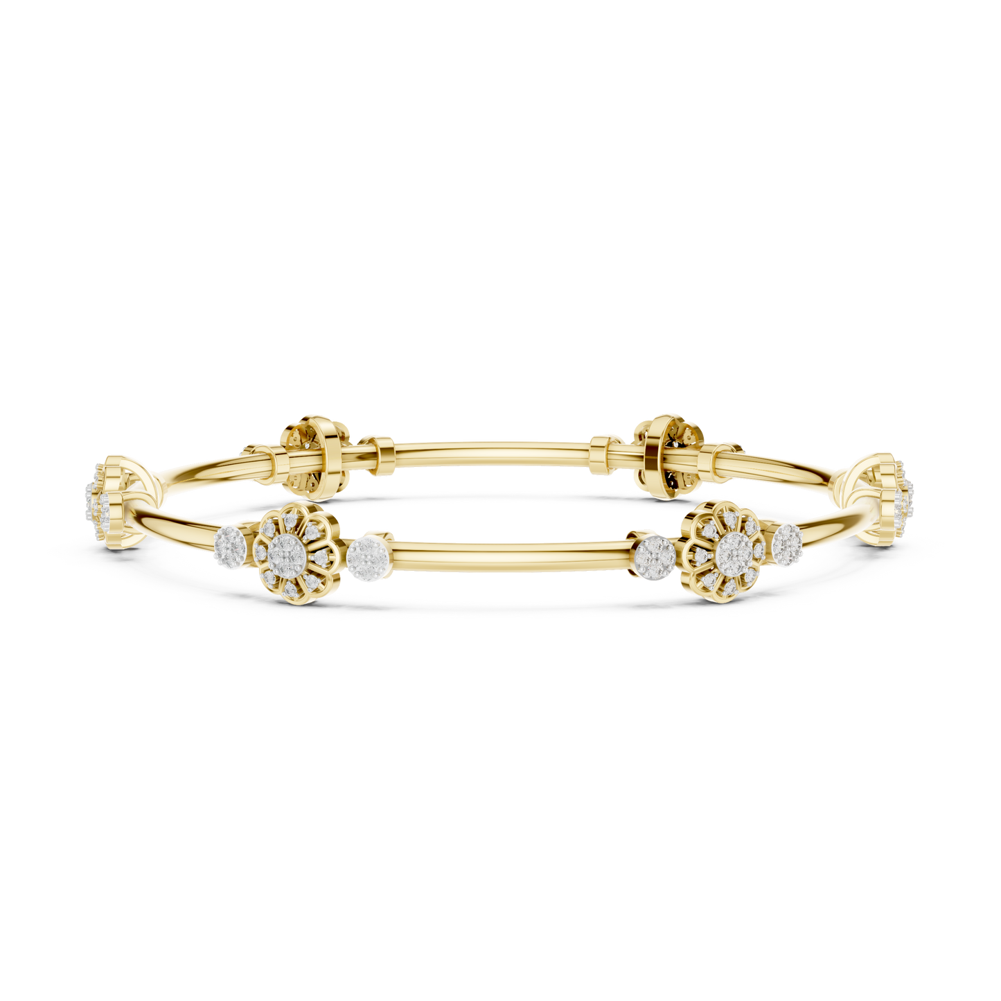 Floral Diamond Bangle Bracelet in Rose Gold | Available in Yellow Gold, Platinum & 925 Silver