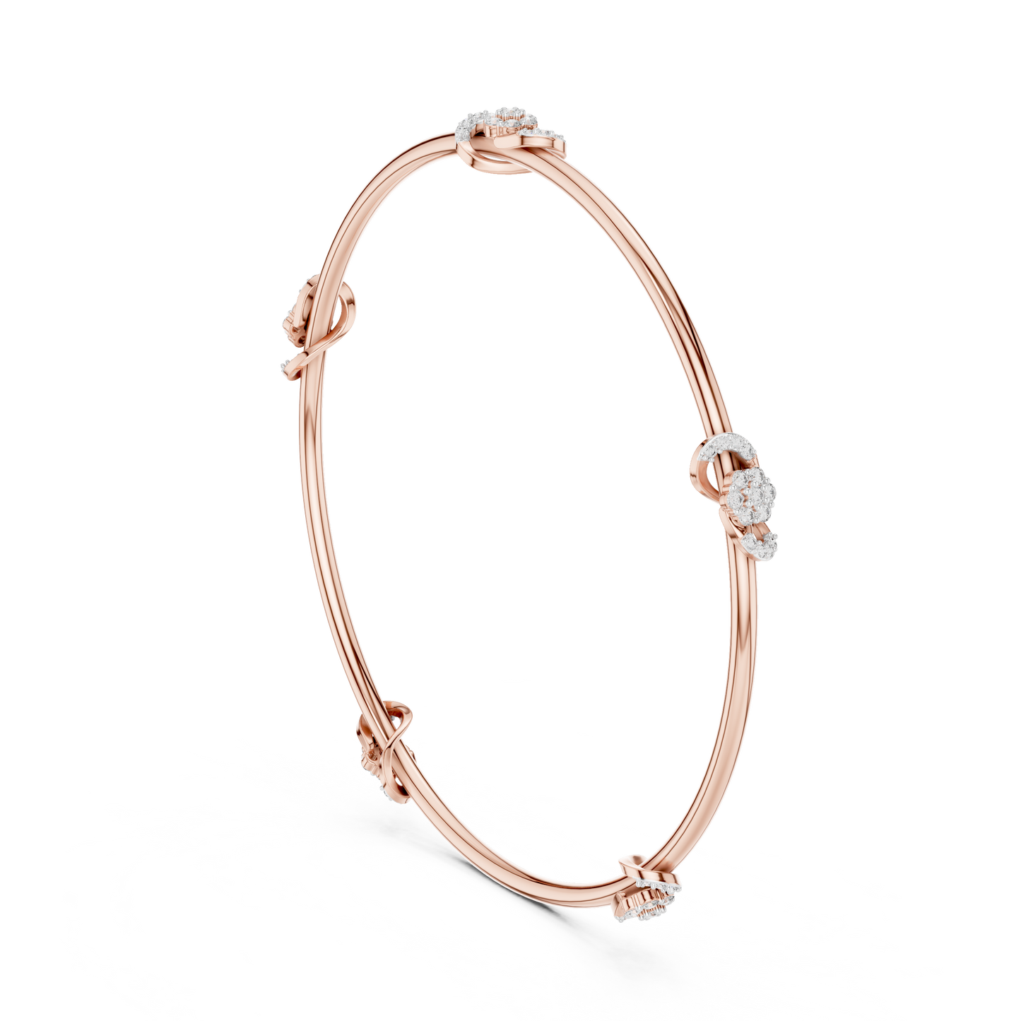 Diamond Knot Bangle Bracelet in Rose Gold | Also in Yellow Gold, Platinum & 925 Silver