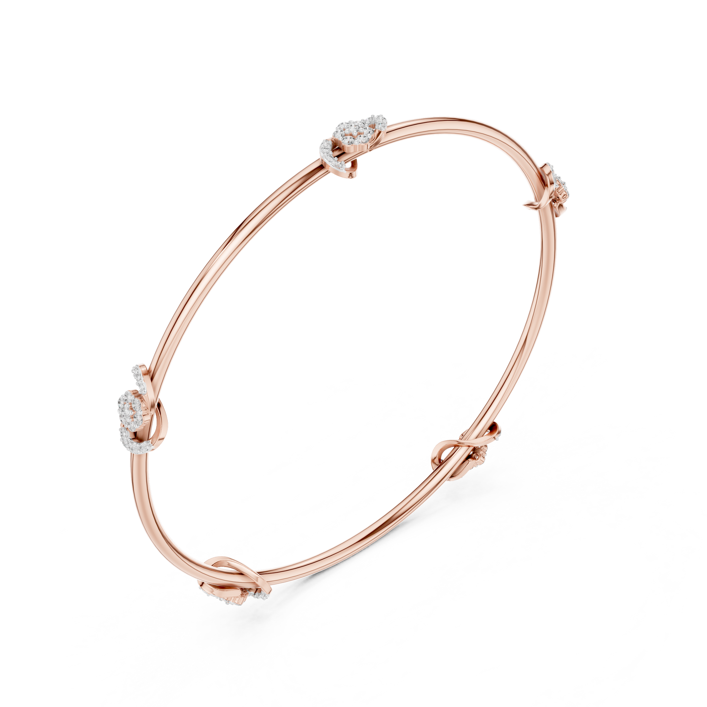 Diamond Knot Bangle Bracelet in Rose Gold | Also in Yellow Gold, Platinum & 925 Silver