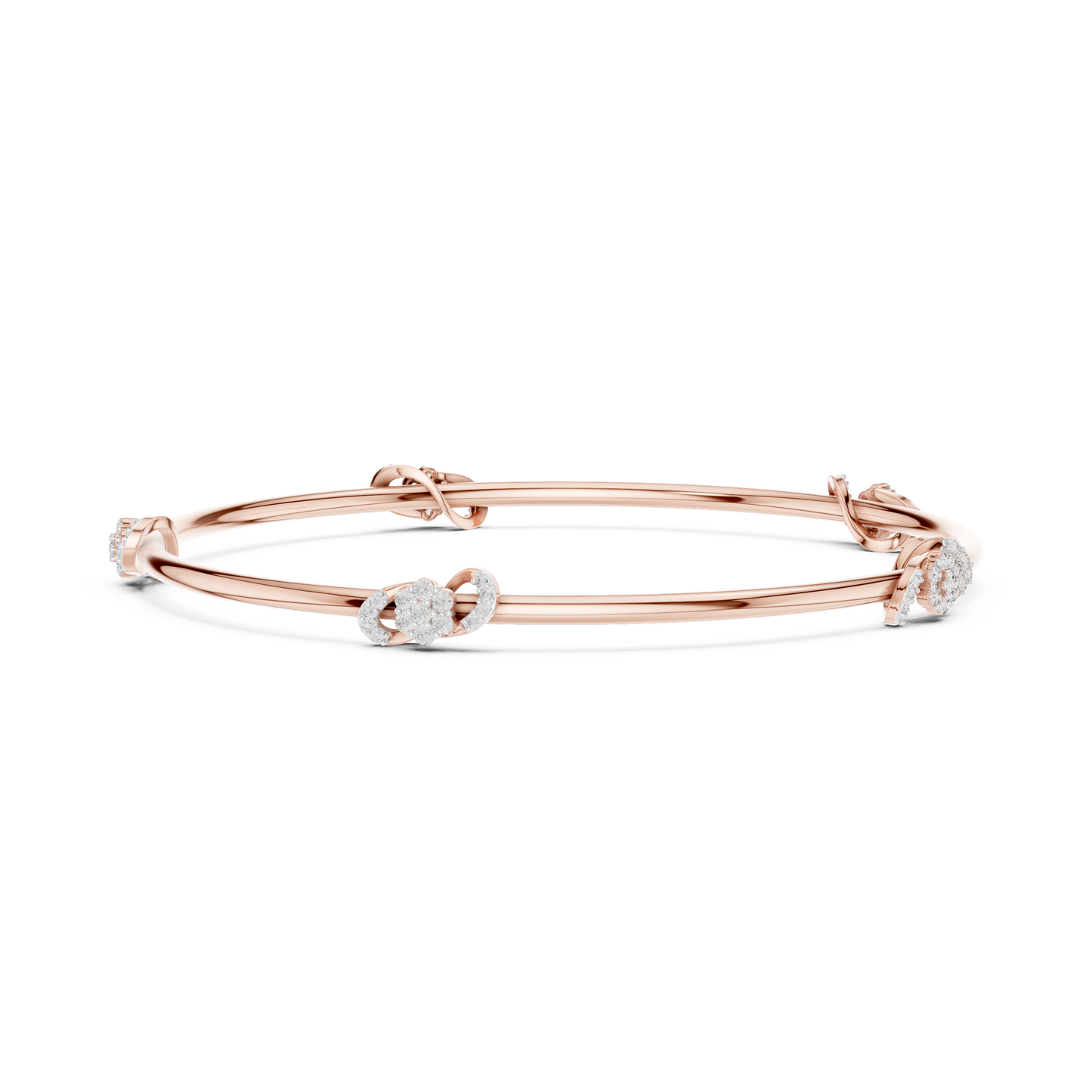 Diamond Knot Bangle Bracelet in Rose Gold | Also in Yellow Gold, Platinum & 925 Silver