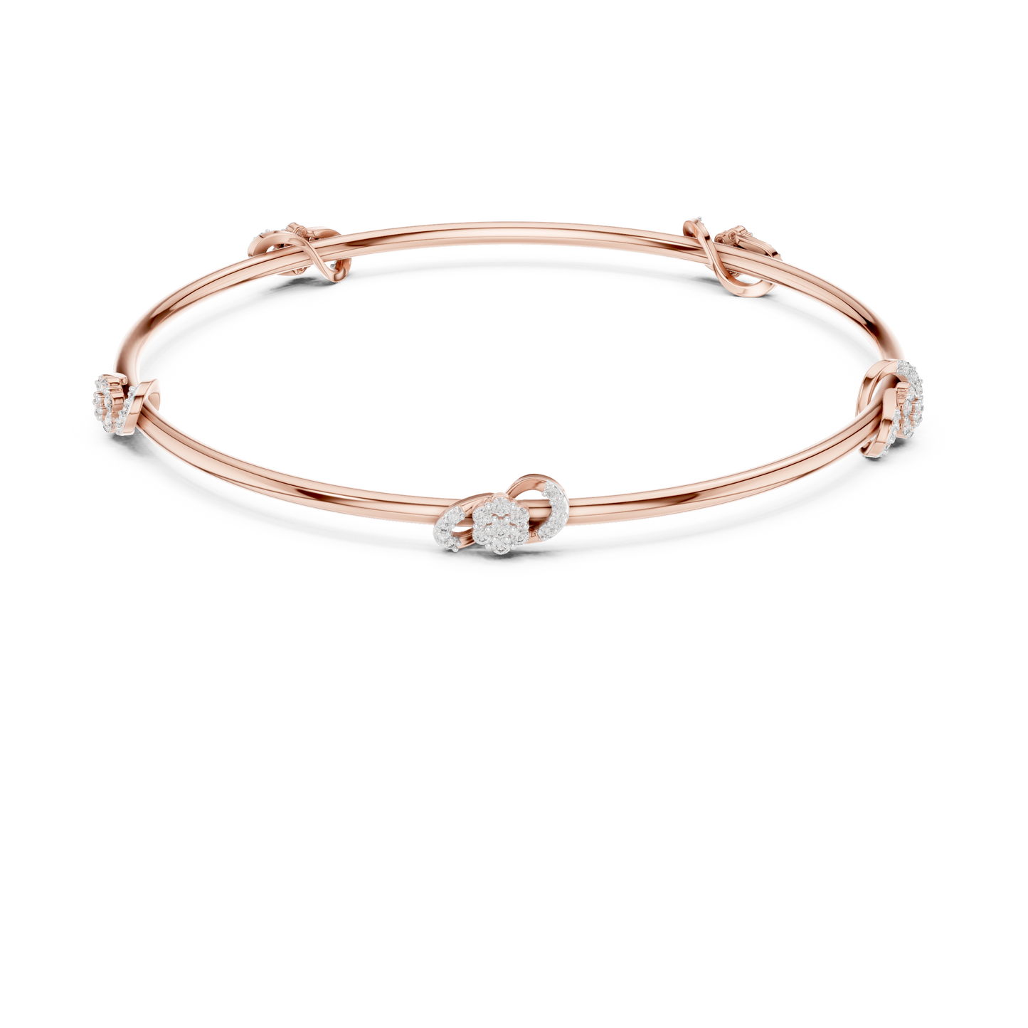Diamond Knot Bangle Bracelet in Rose Gold | Also in Yellow Gold, Platinum & 925 Silver