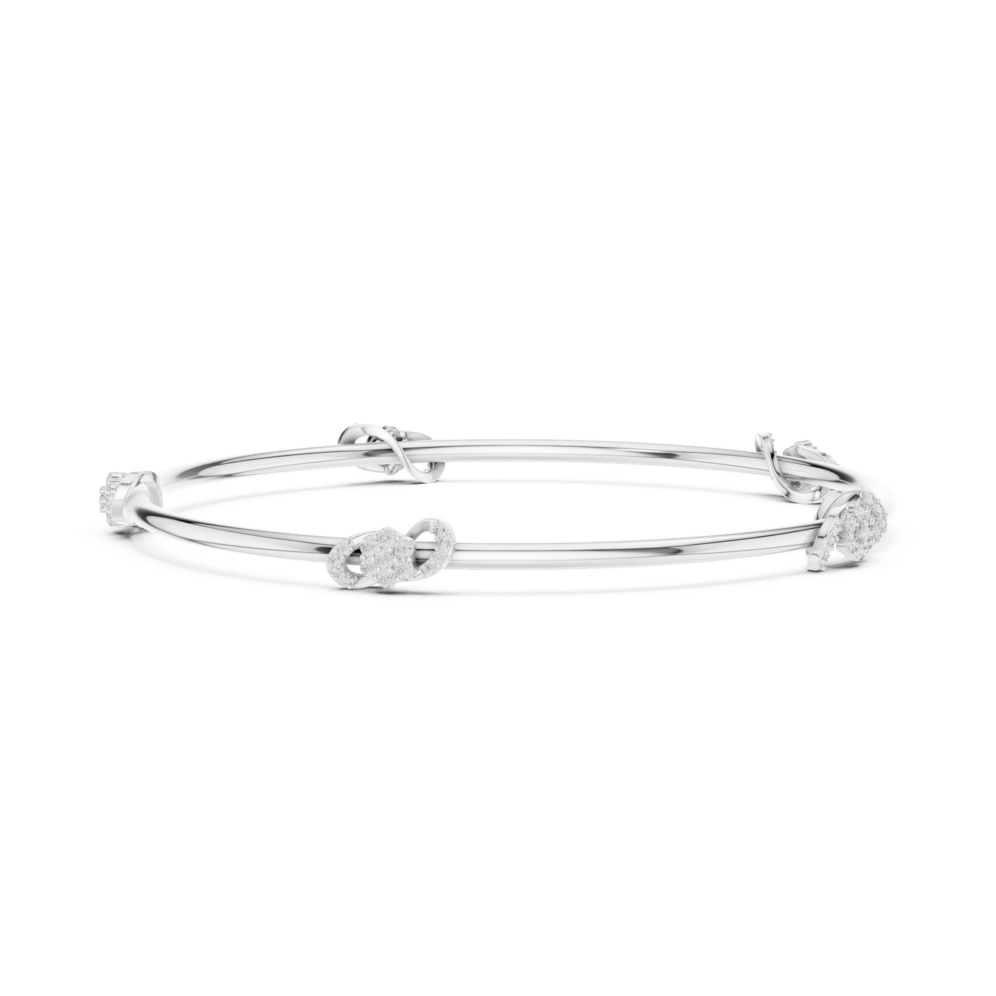 Diamond Knot Bangle Bracelet in Rose Gold | Also in Yellow Gold, Platinum & 925 Silver