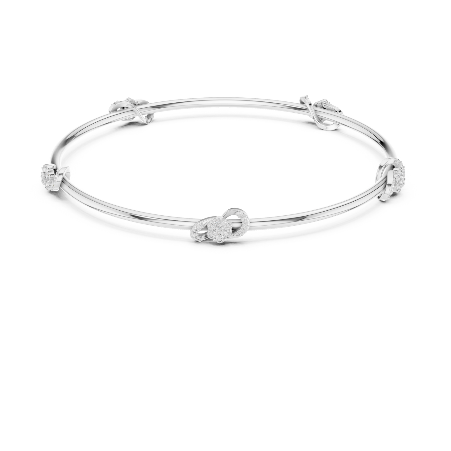 Diamond Knot Bangle Bracelet in Rose Gold | Also in Yellow Gold, Platinum & 925 Silver