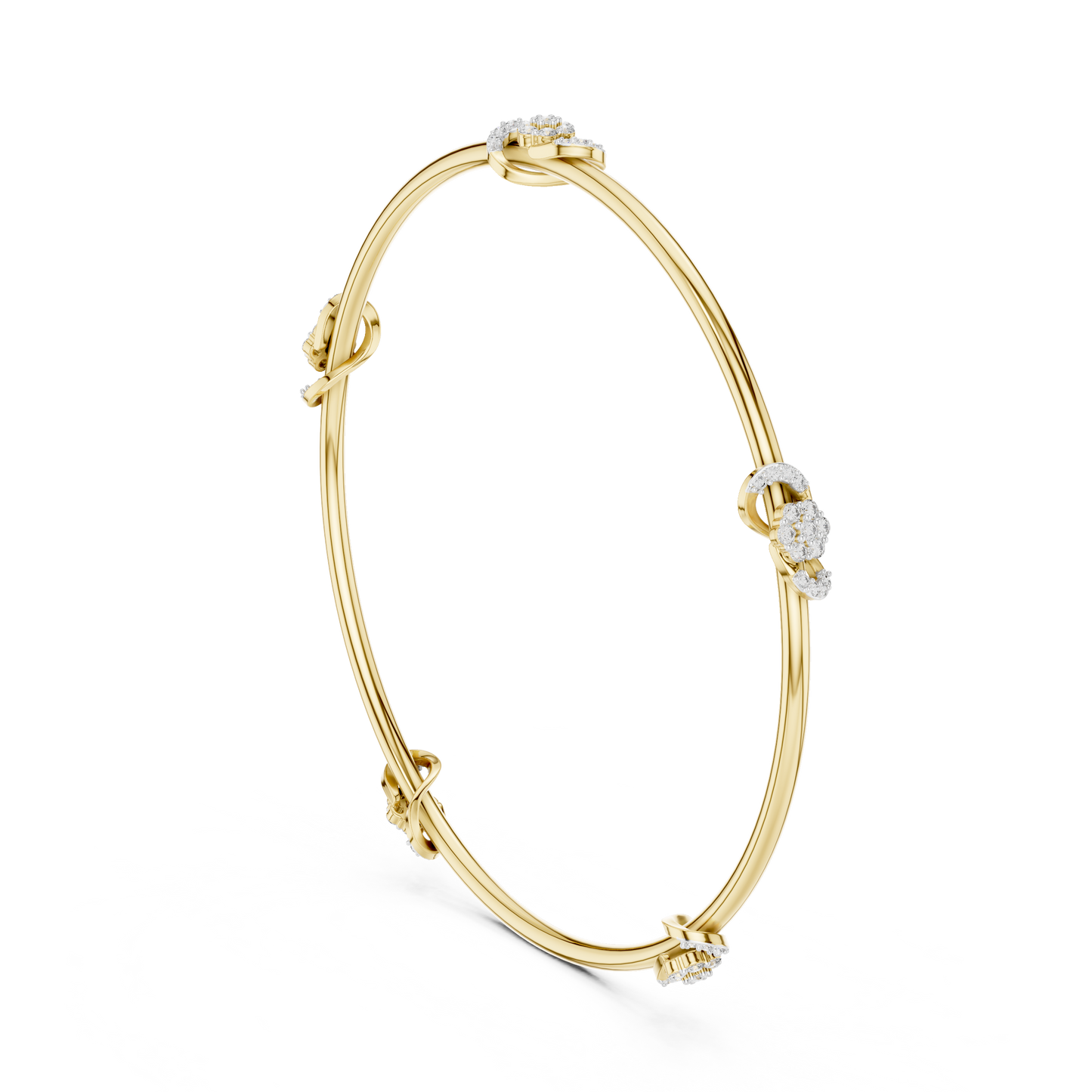 Diamond Knot Bangle Bracelet in Rose Gold | Also in Yellow Gold, Platinum & 925 Silver