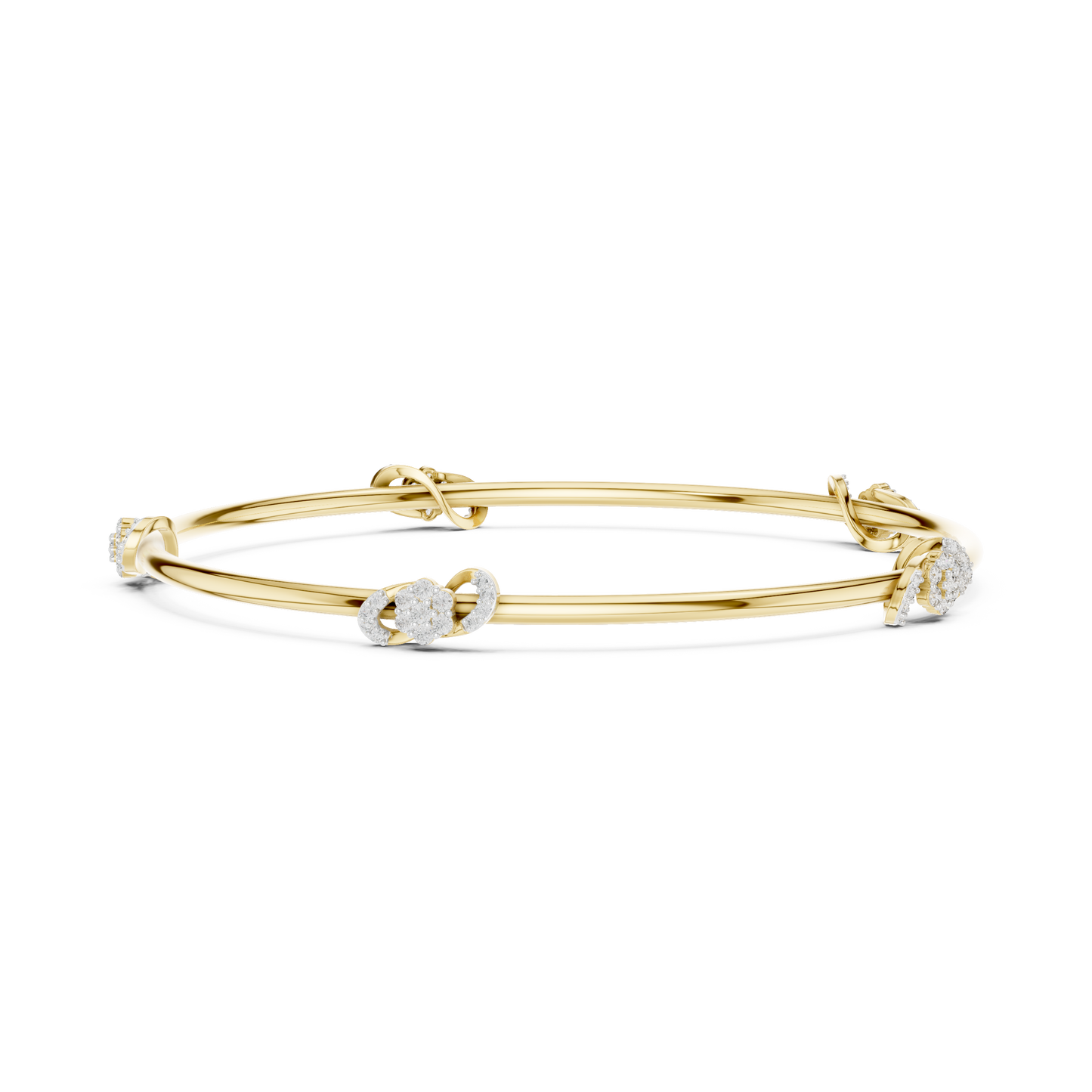 Diamond Knot Bangle Bracelet in Rose Gold | Also in Yellow Gold, Platinum & 925 Silver