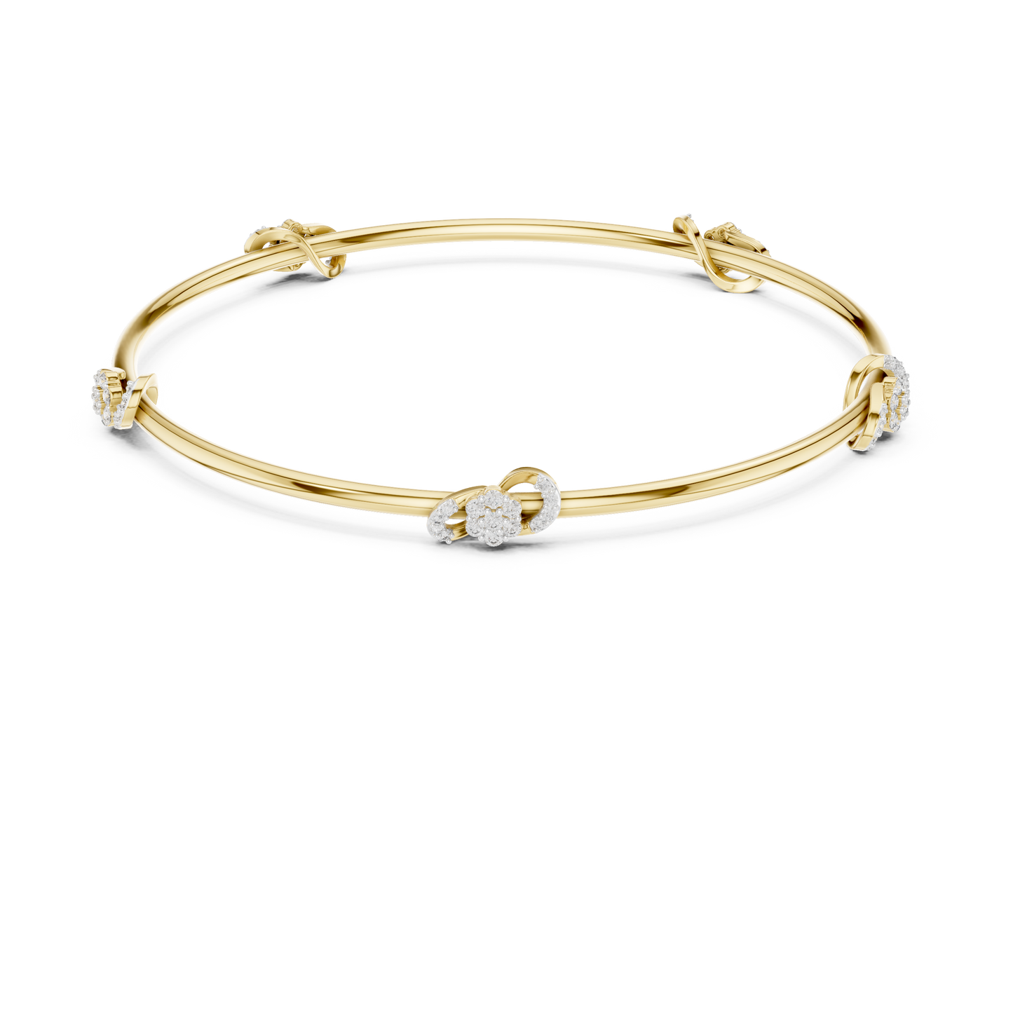 Diamond Knot Bangle Bracelet in Rose Gold | Also in Yellow Gold, Platinum & 925 Silver