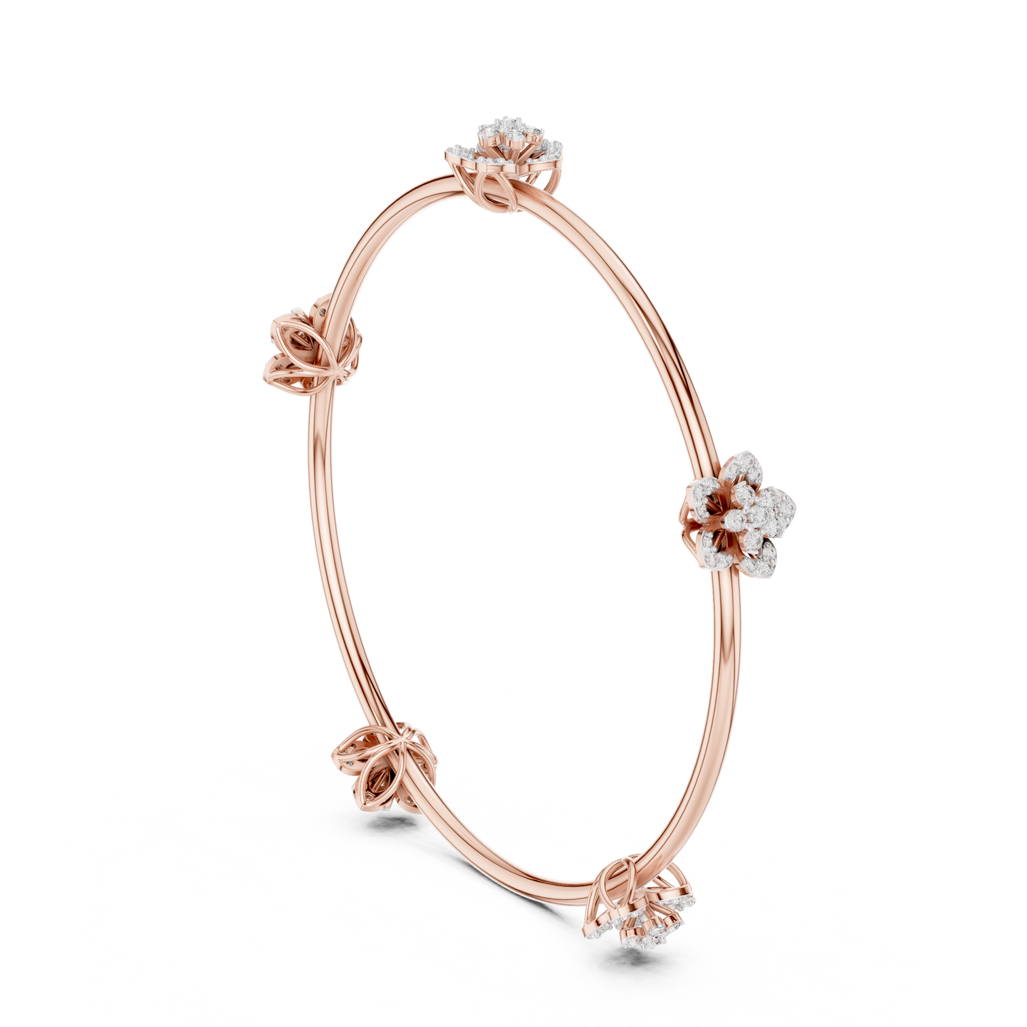 Blossom Knot Diamond Bangle for Women – Gold, Platinum & Silver Options