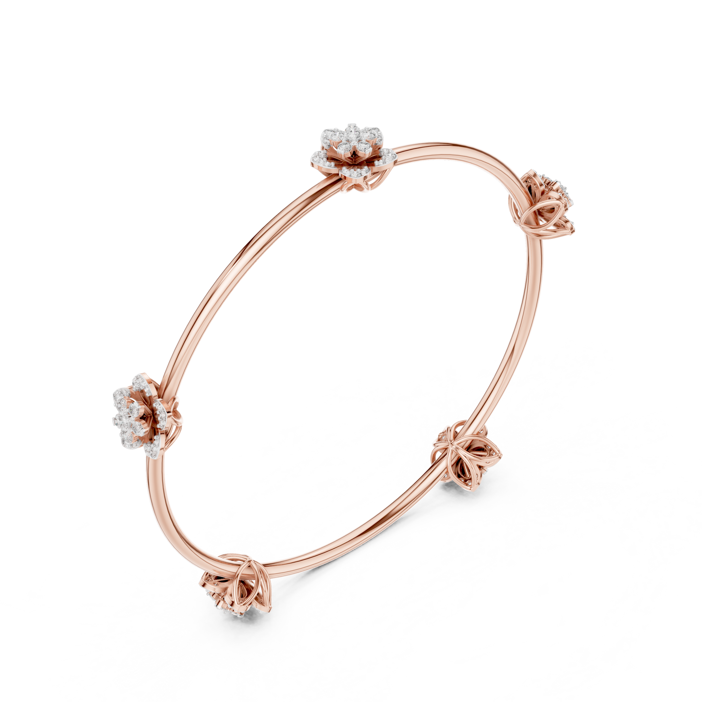 Blossom Knot Diamond Bangle for Women – Gold, Platinum & Silver Options