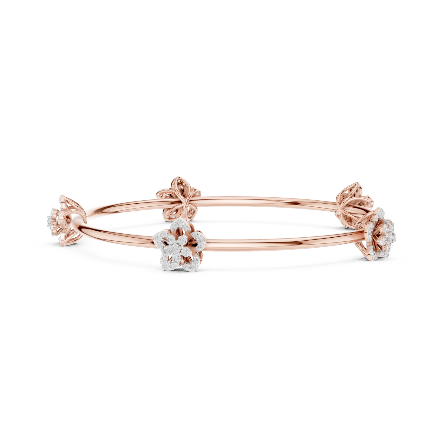 Blossom Knot Diamond Bangle for Women – Gold, Platinum & Silver Options