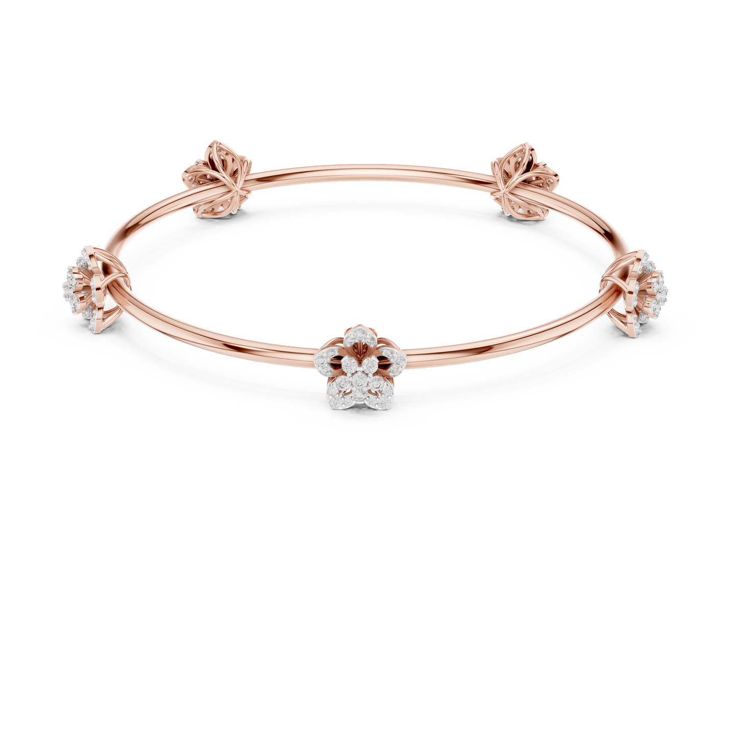 Blossom Knot Diamond Bangle for Women – Gold, Platinum & Silver Options