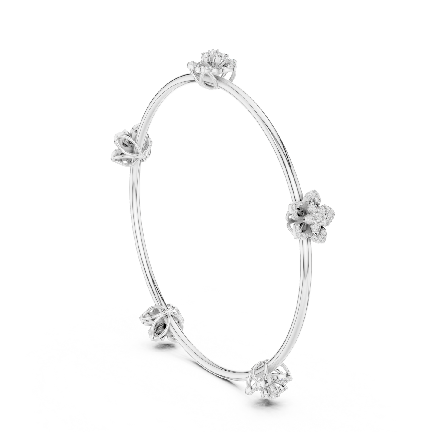 Blossom Knot Diamond Bangle for Women – Gold, Platinum & Silver Options