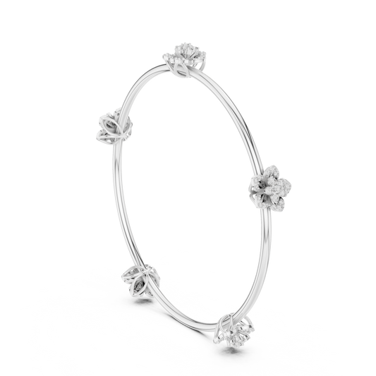 Blossom Knot Diamond Bangle for Women – Gold, Platinum & Silver Options