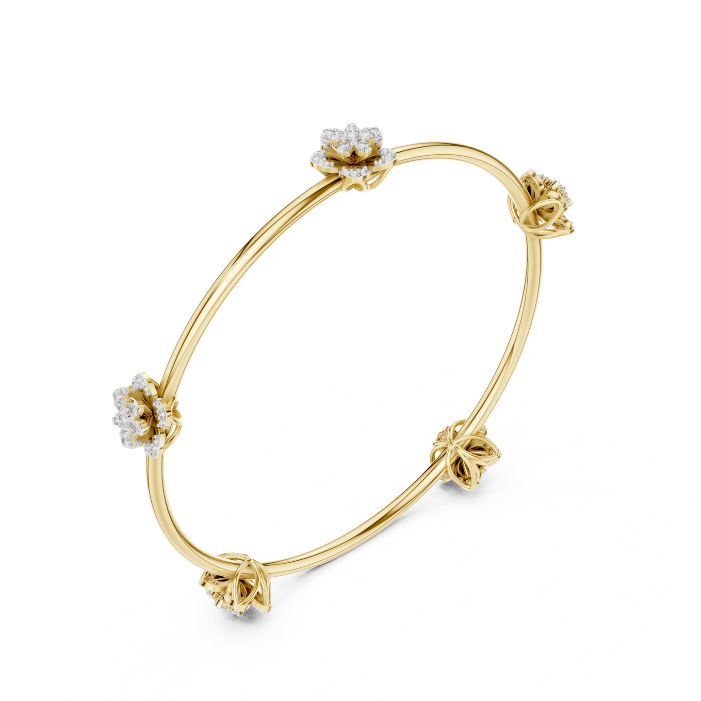 Blossom Knot Diamond Bangle for Women – Gold, Platinum & Silver Options