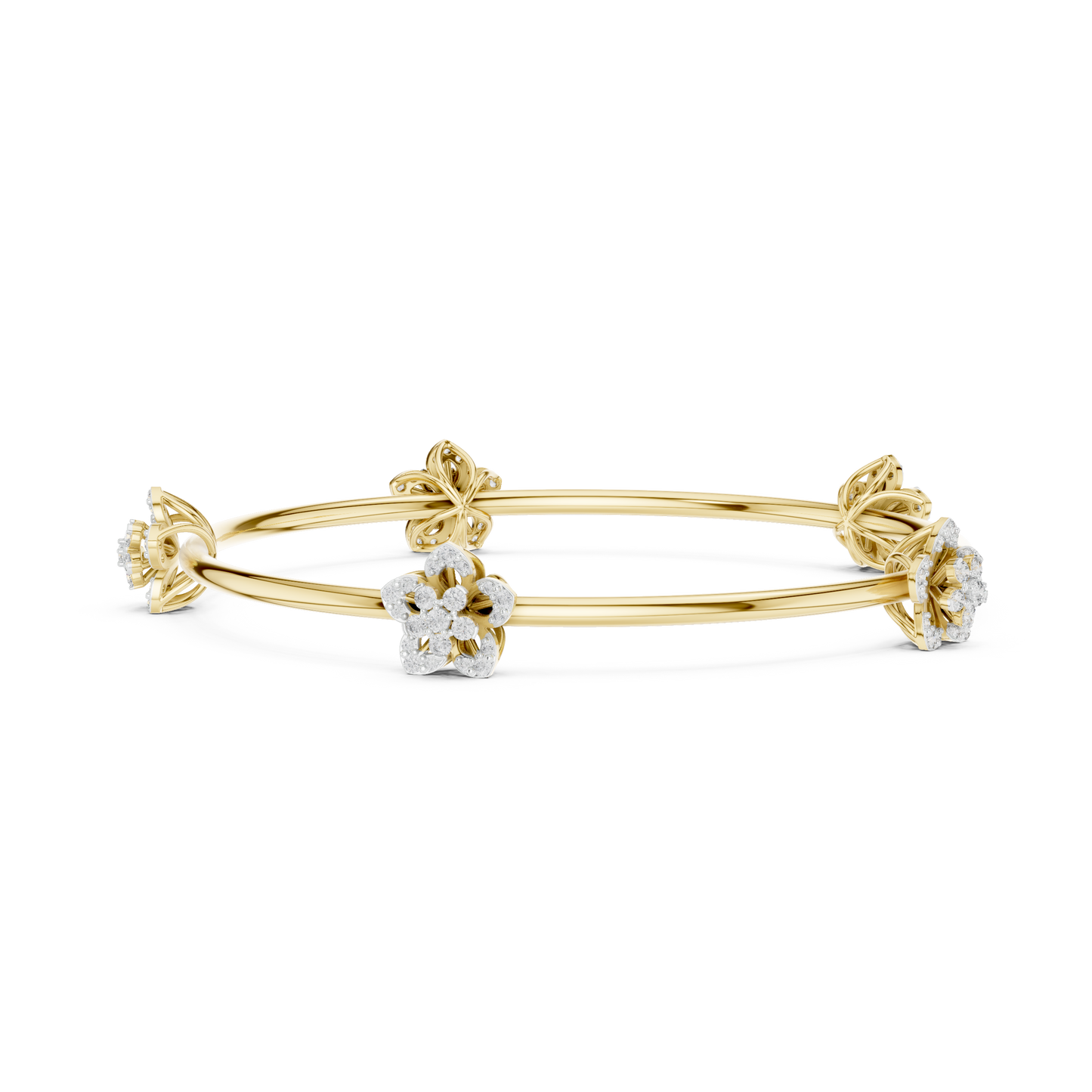Blossom Knot Diamond Bangle for Women – Gold, Platinum & Silver Options