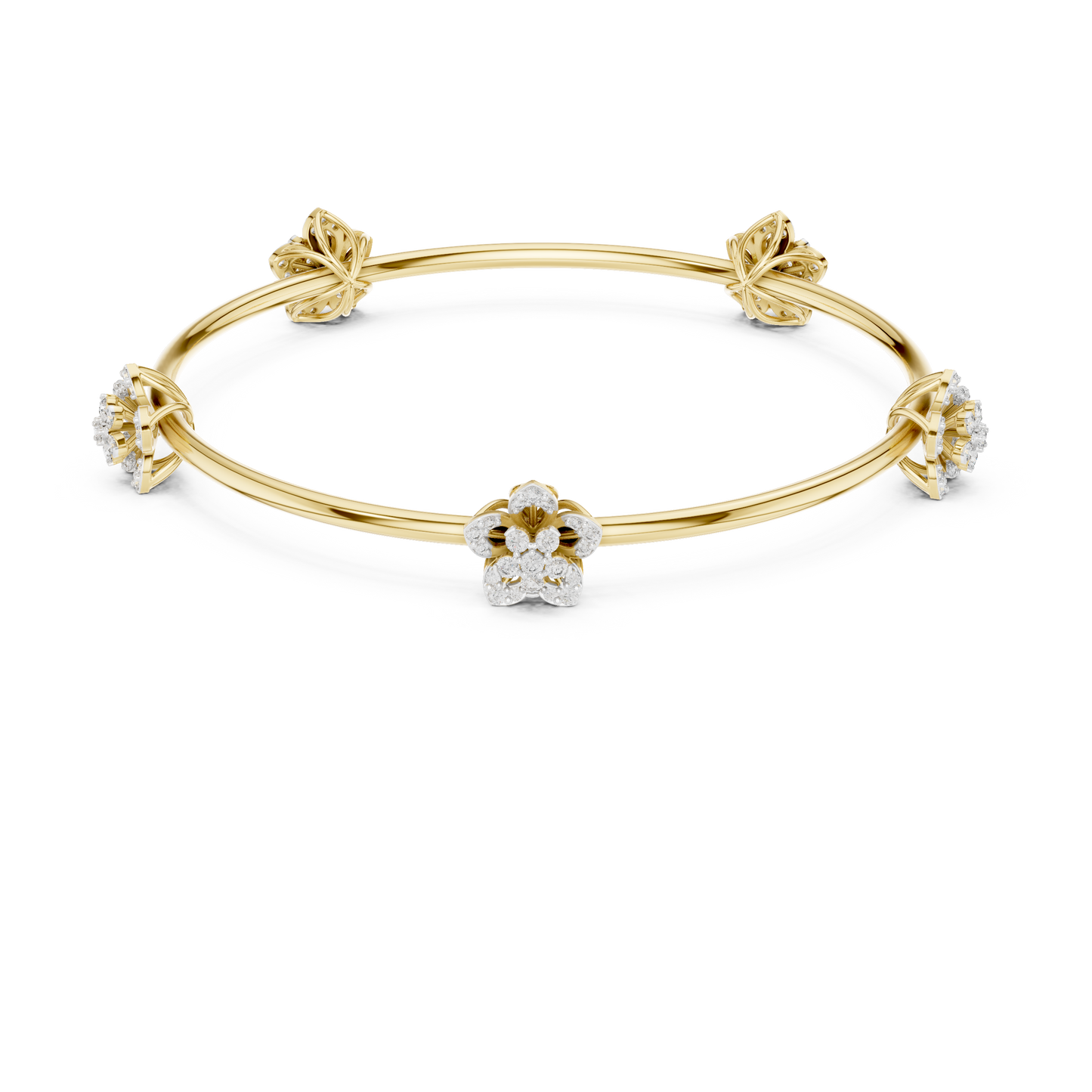 Blossom Knot Diamond Bangle for Women – Gold, Platinum & Silver Options