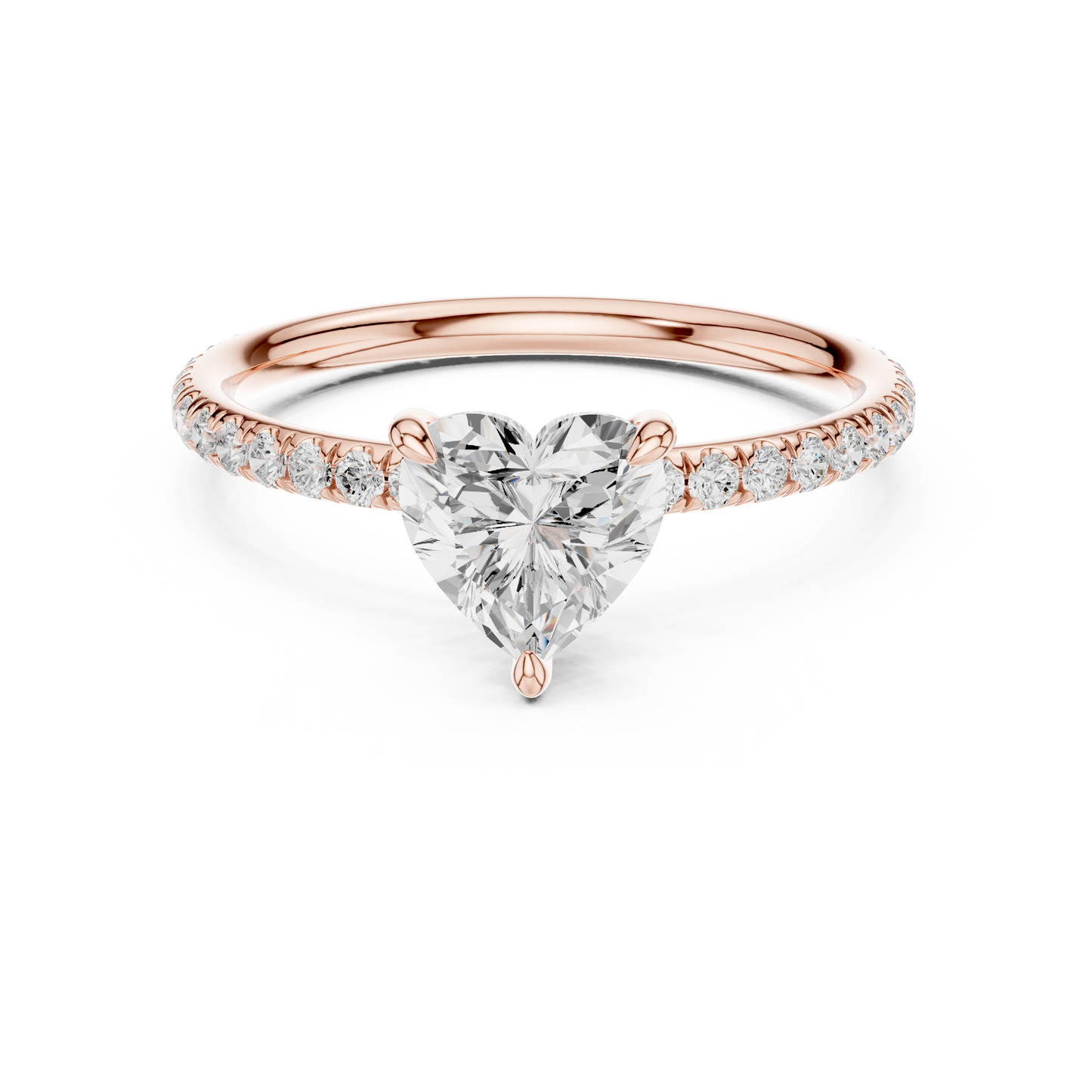 Heart-Shaped Solitaire Diamond Ring – Rose Gold