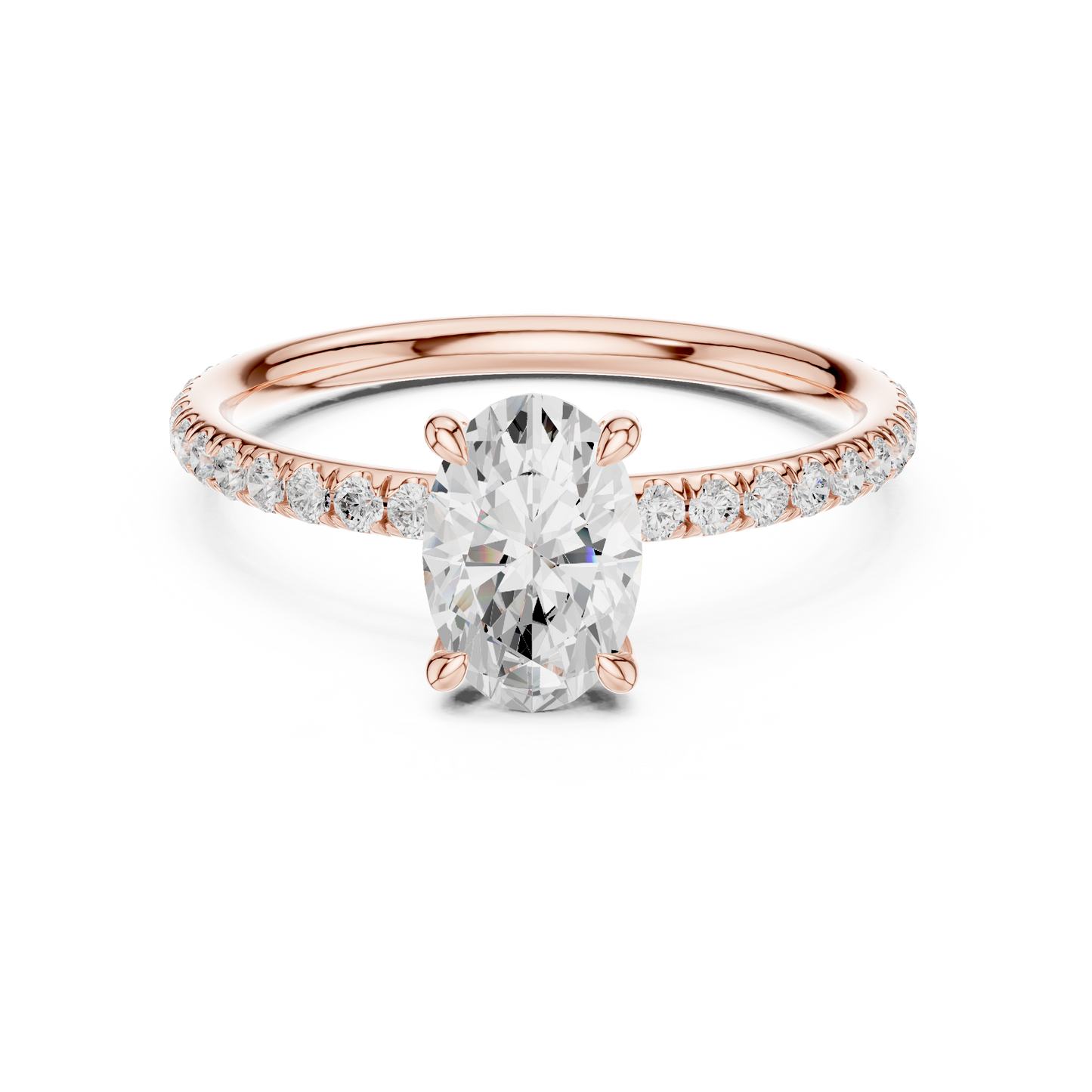 Oval-Cut Solitaire Diamond Ring – Rose Gold