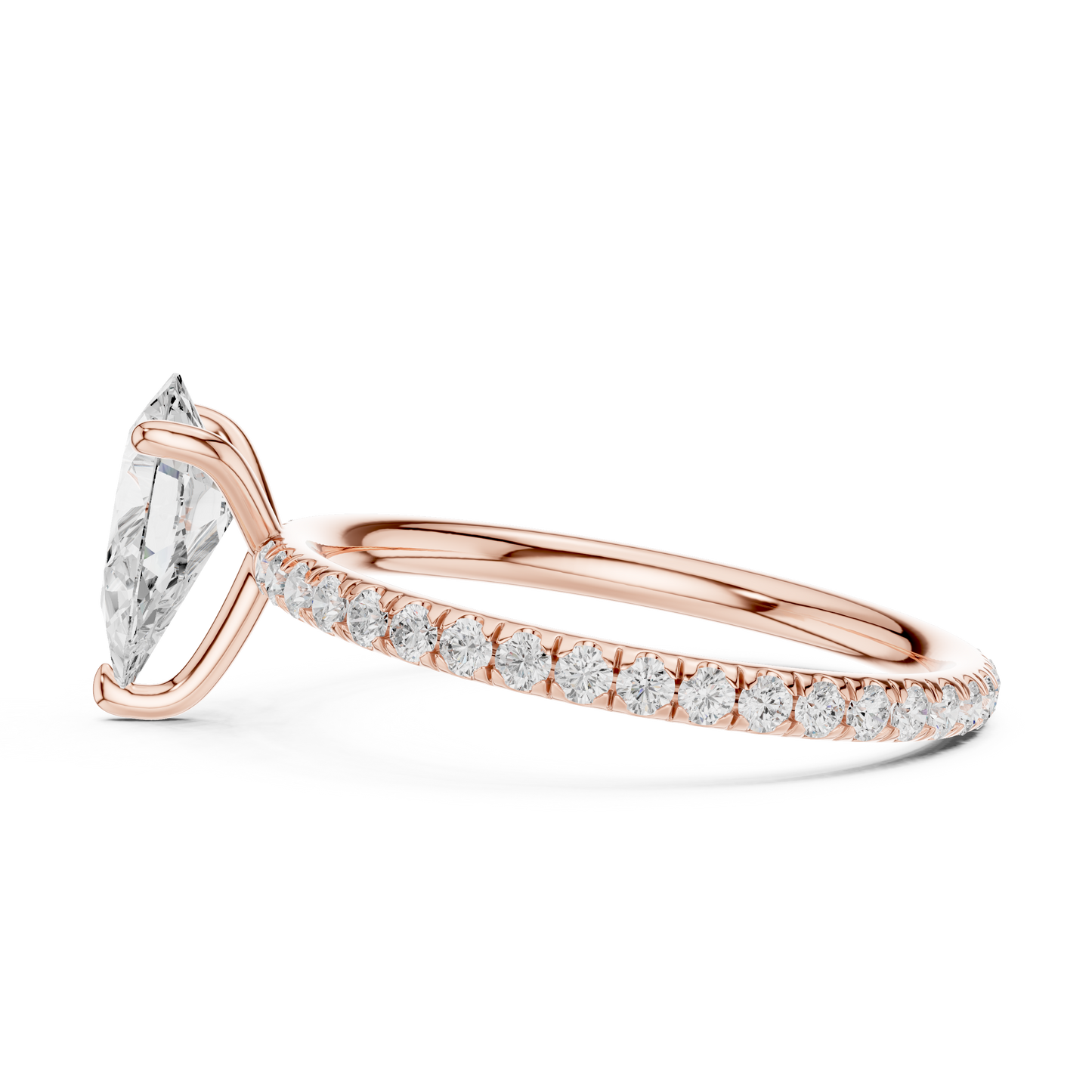 Pear-Cut Solitaire Diamond Ring – Rose Gold