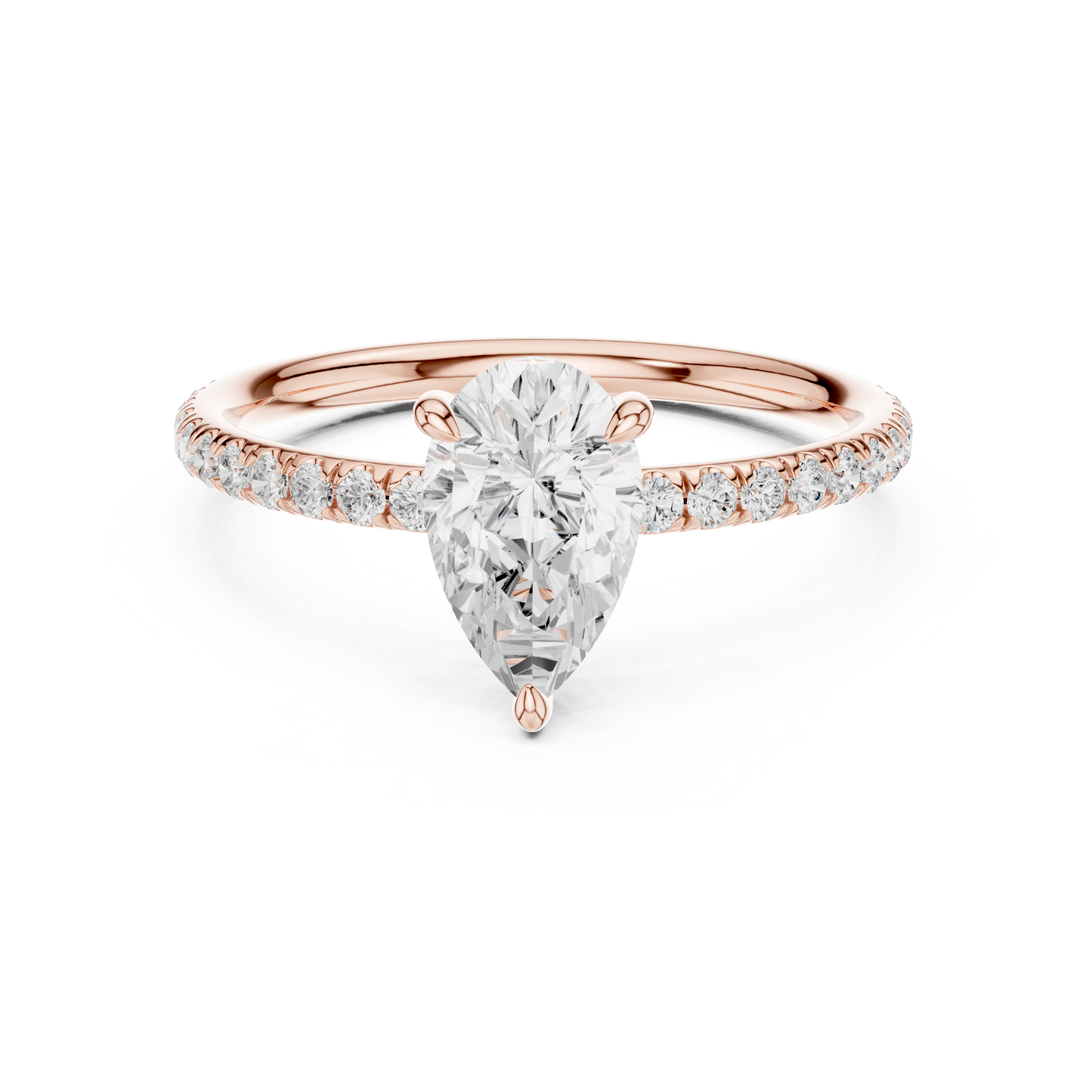 Pear-Cut Solitaire Diamond Ring – Rose Gold