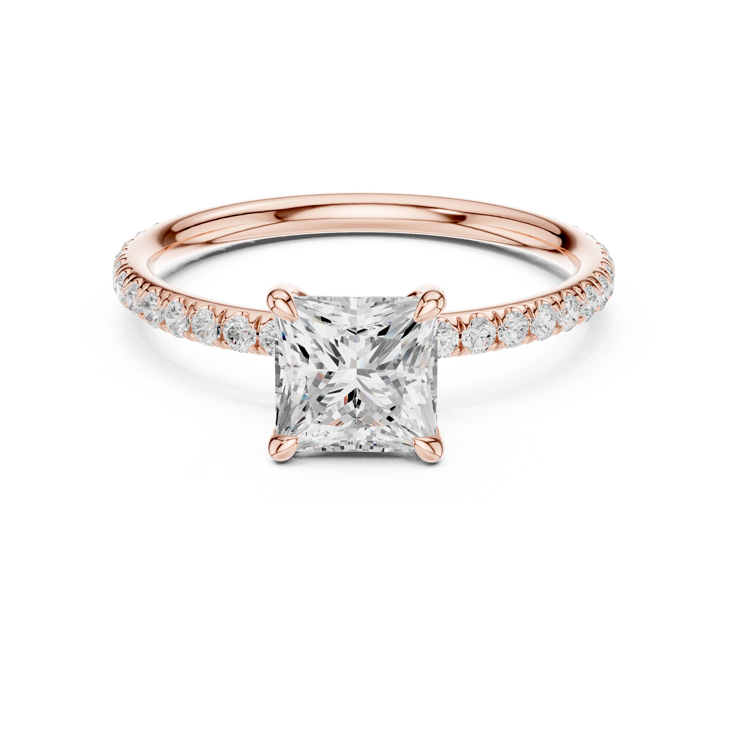 Princess-Cut Solitaire Diamond Ring – Rose Gold