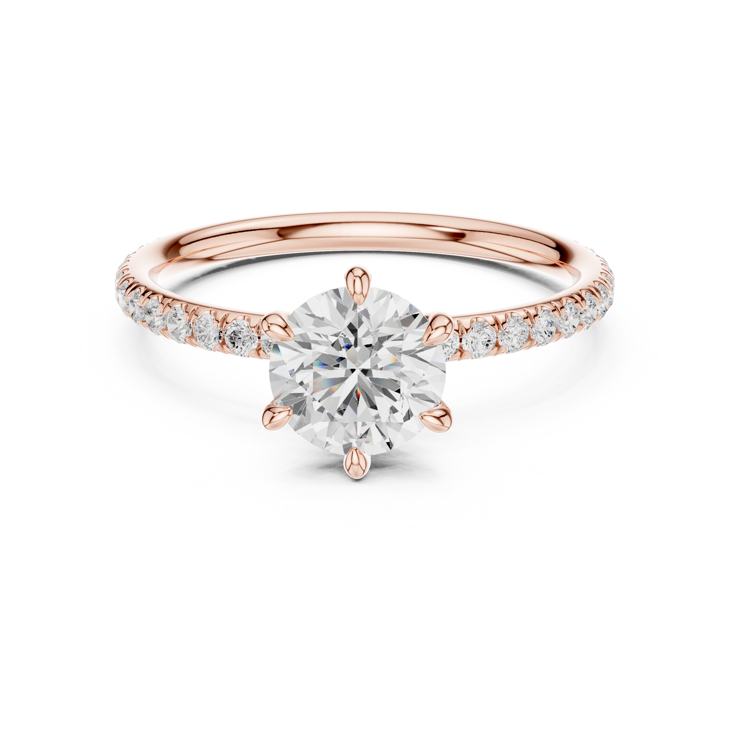Round-Cut Solitaire Diamond Ring – Rose Gold