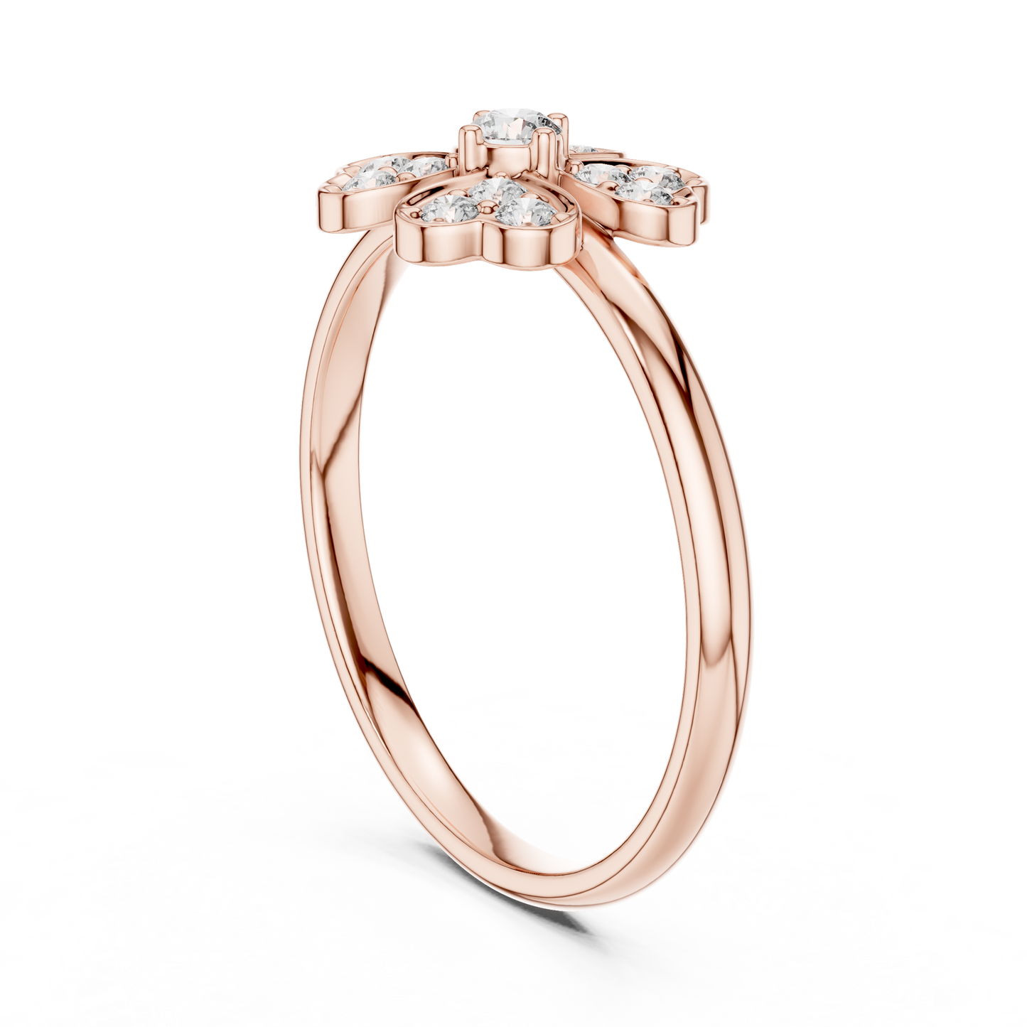 Clover Heart Diamond Ring in 925 Silver | Also in Rose Gold, Yellow Gold & Platinum
