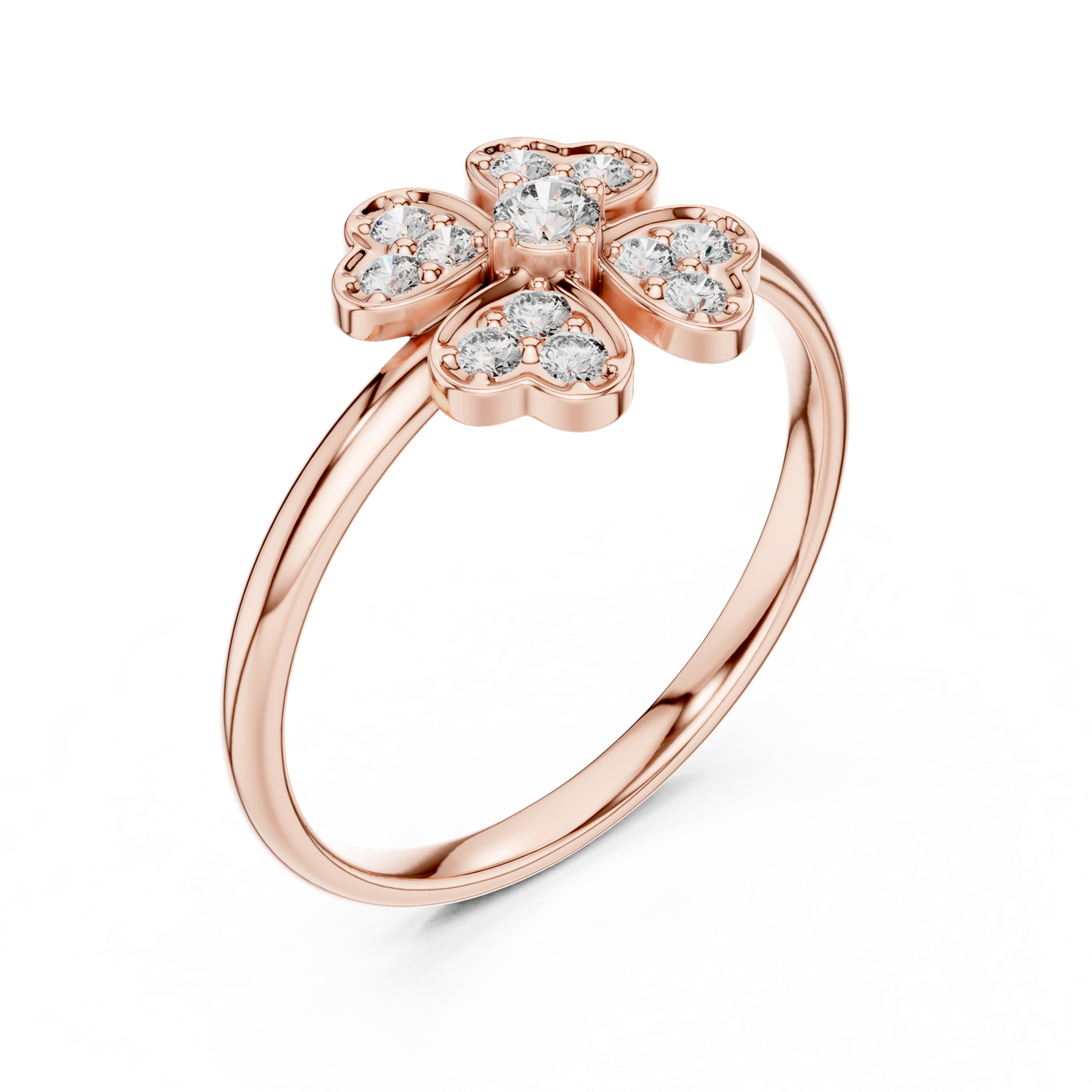 Clover Heart Diamond Ring in 925 Silver | Also in Rose Gold, Yellow Gold & Platinum
