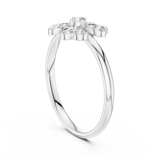 Clover Heart Diamond Ring in 925 Silver | Also in Rose Gold, Yellow Gold & Platinum