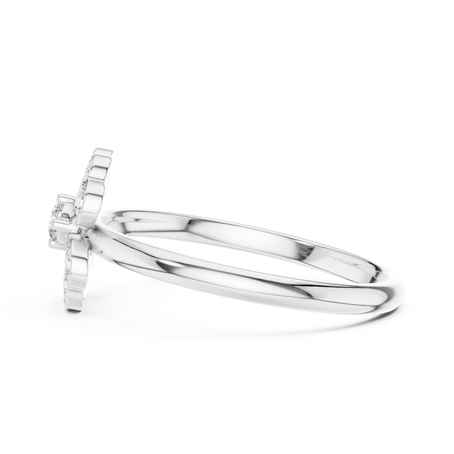 Clover Heart Diamond Ring in 925 Silver | Also in Rose Gold, Yellow Gold & Platinum