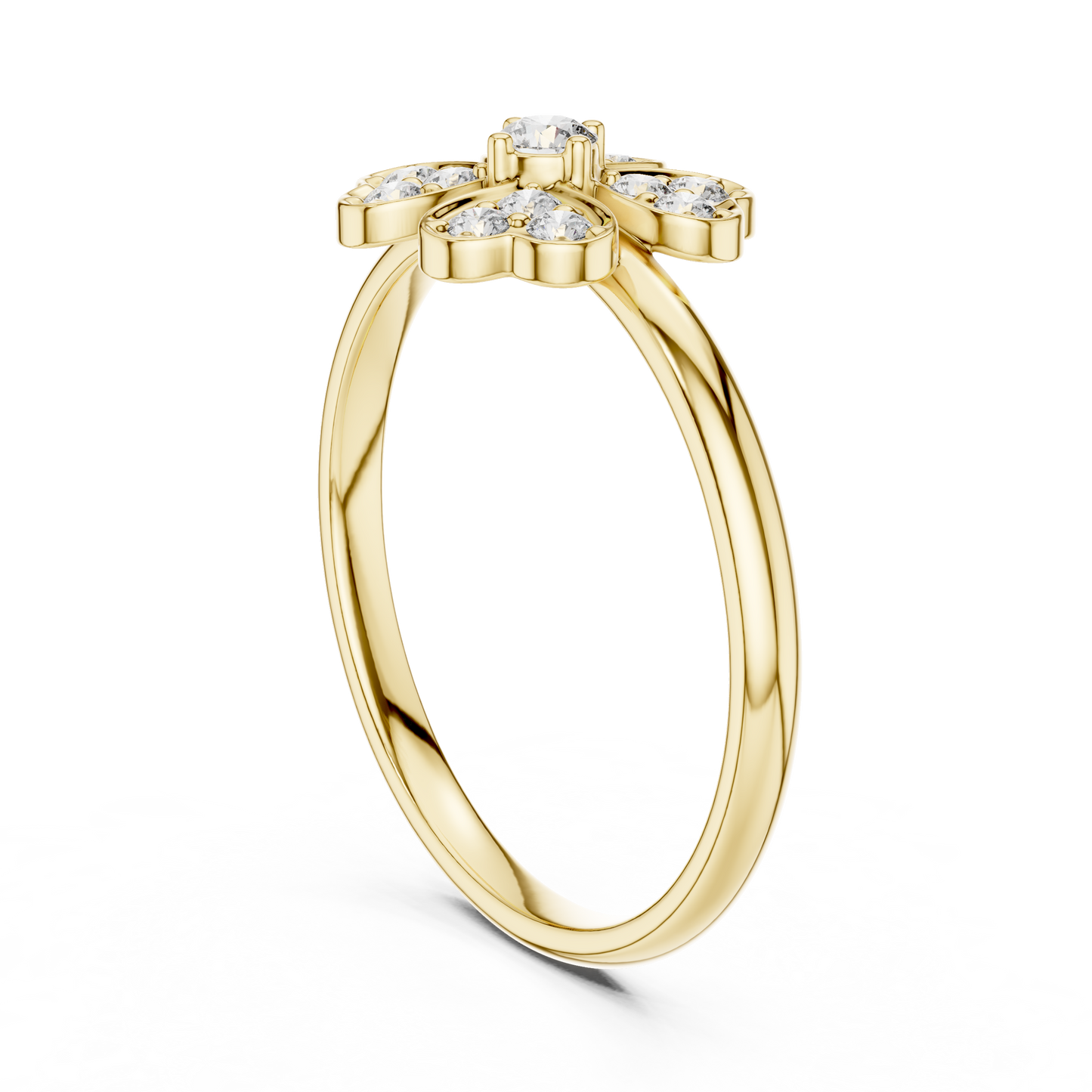 Clover Heart Diamond Ring in 925 Silver | Also in Rose Gold, Yellow Gold & Platinum