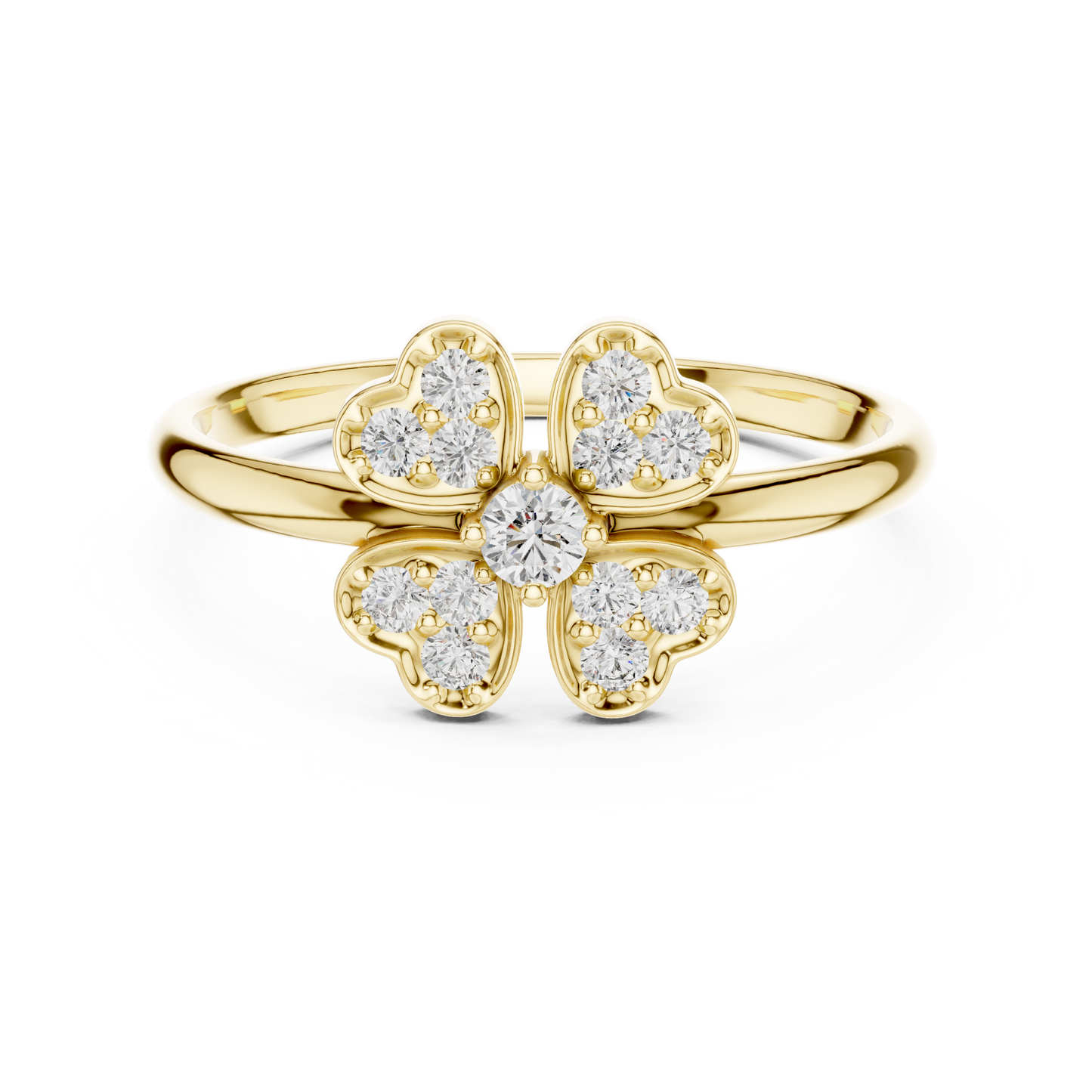 Clover Heart Diamond Ring in 925 Silver | Also in Rose Gold, Yellow Gold & Platinum