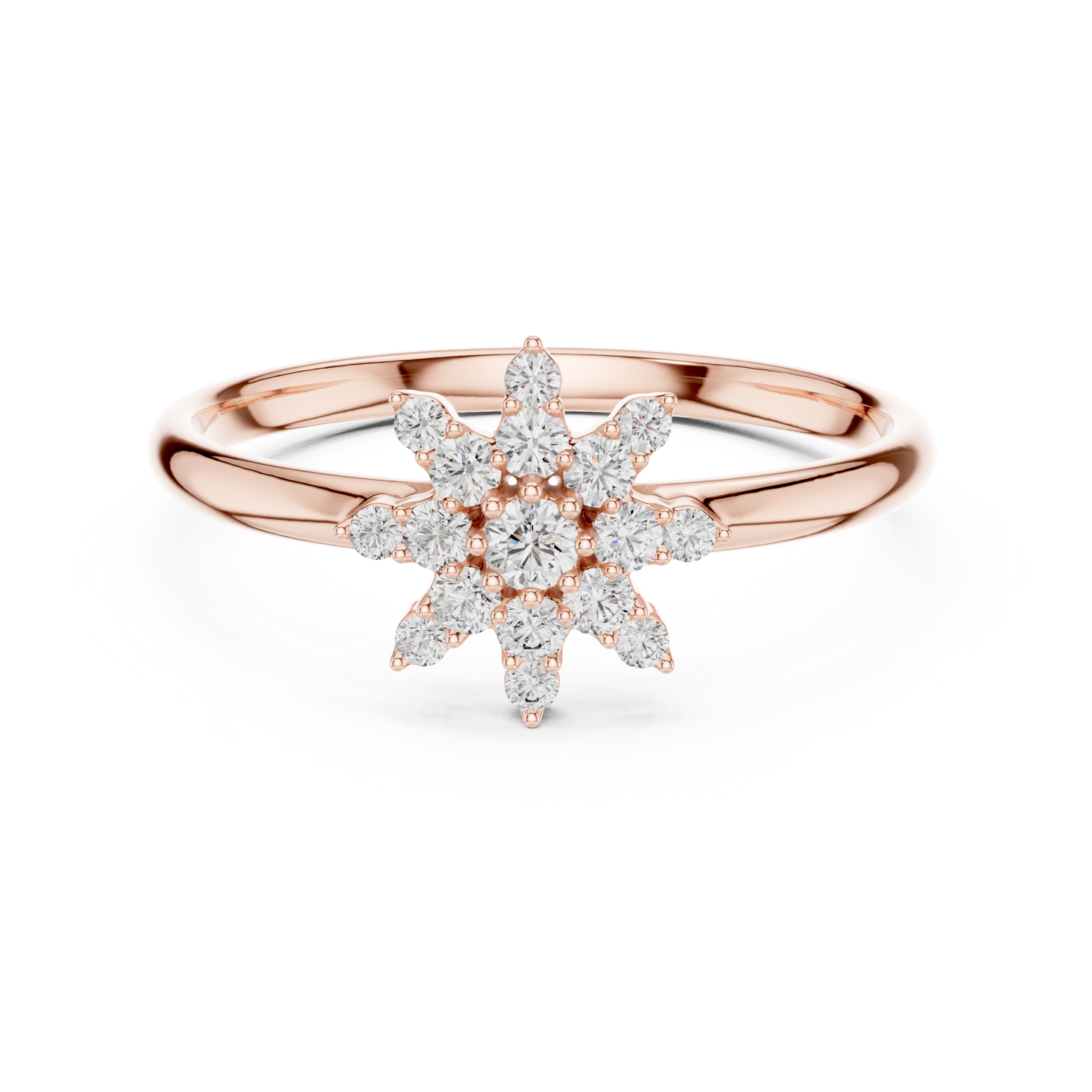 Starburst Floral Diamond Ring in Yellow Gold | Also in Rose Gold, Platinum & 925 Silver