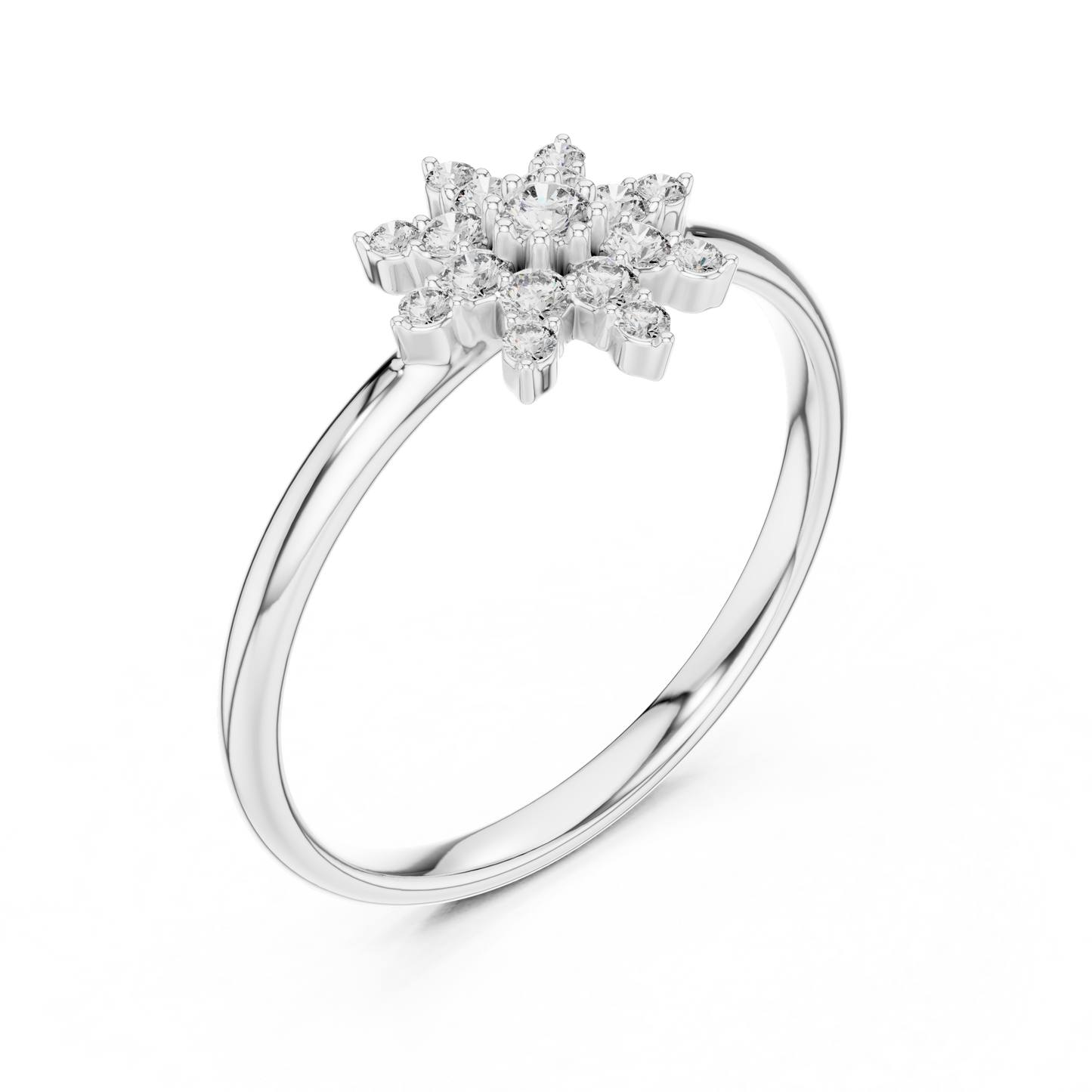 Starburst Floral Diamond Ring in Yellow Gold | Also in Rose Gold, Platinum & 925 Silver