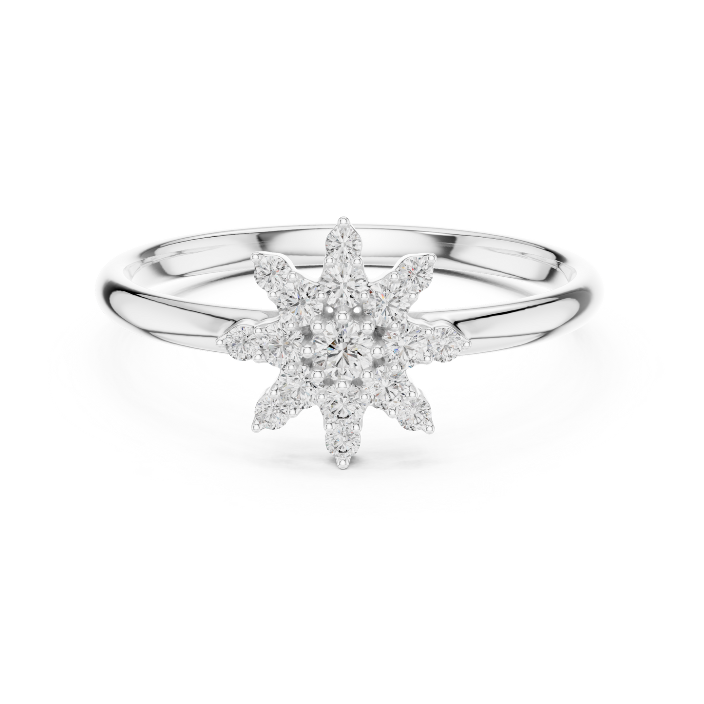 Starburst Floral Diamond Ring in Yellow Gold | Also in Rose Gold, Platinum & 925 Silver